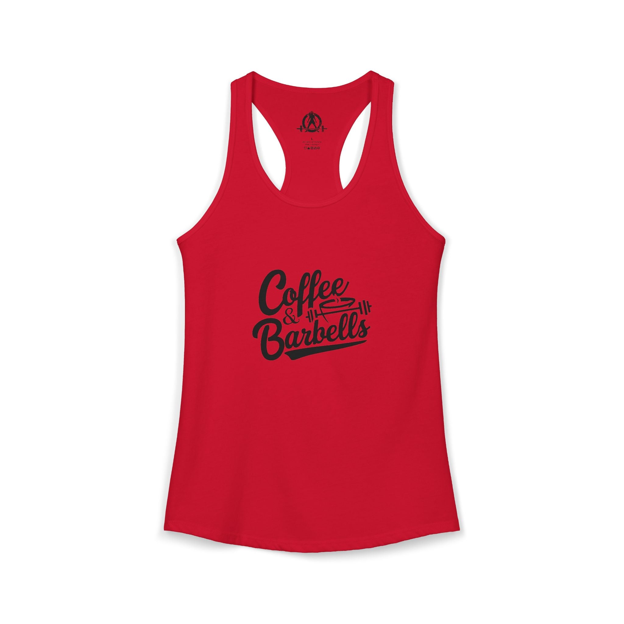 Coffee & Barbells - Women's Ideal Racerback Tank - Black Logo Plain Back