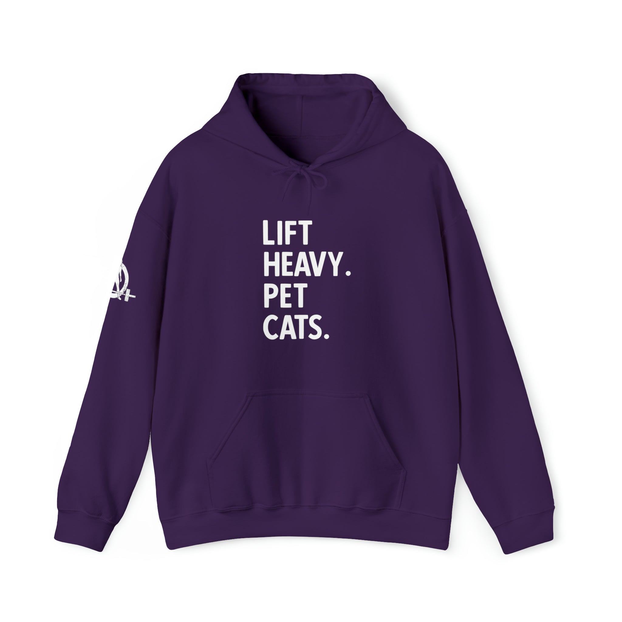 Lift Heavy Pet Cats - Unisex Heavy Blend Hooded Sweatshirt - White Front Logo