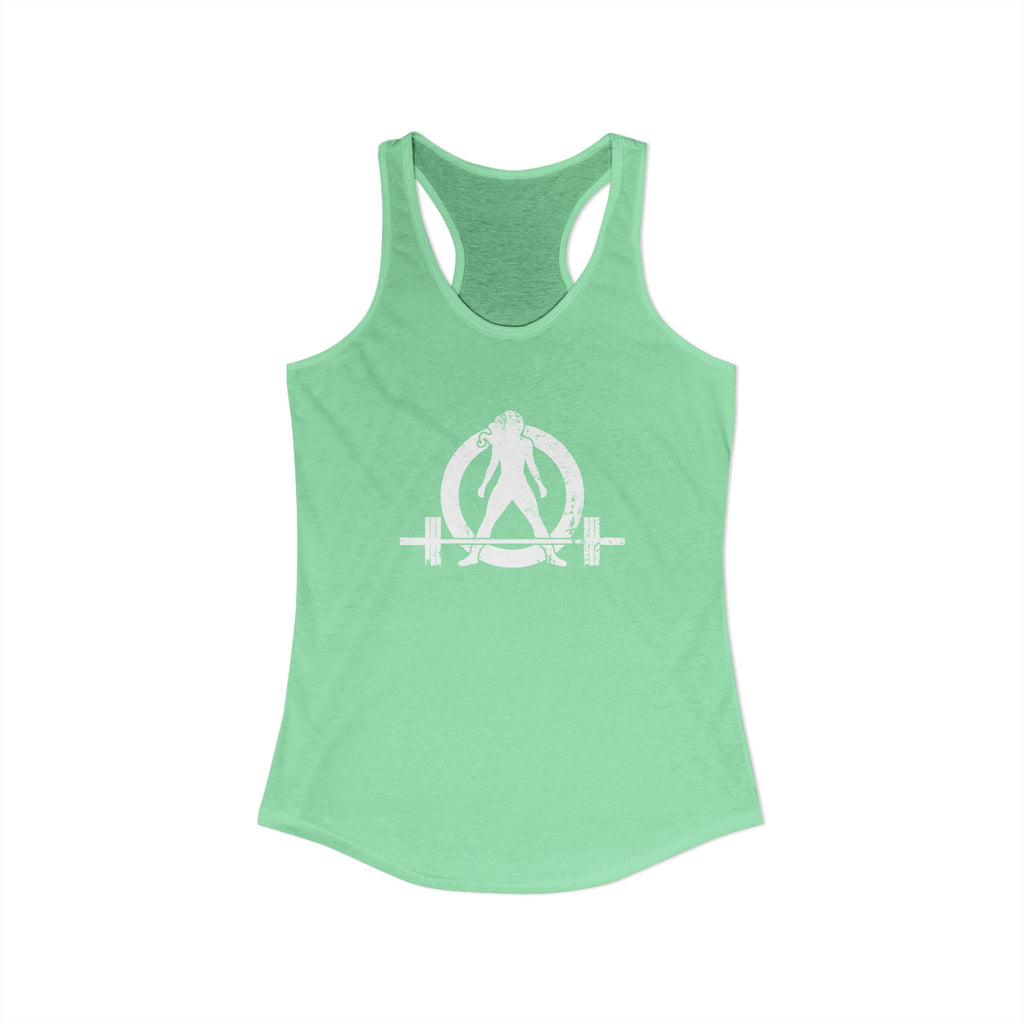 WWLW Distressed White Logo - Racer Back Tank Top - Women's Ideal Racerback Tank - Plain Back