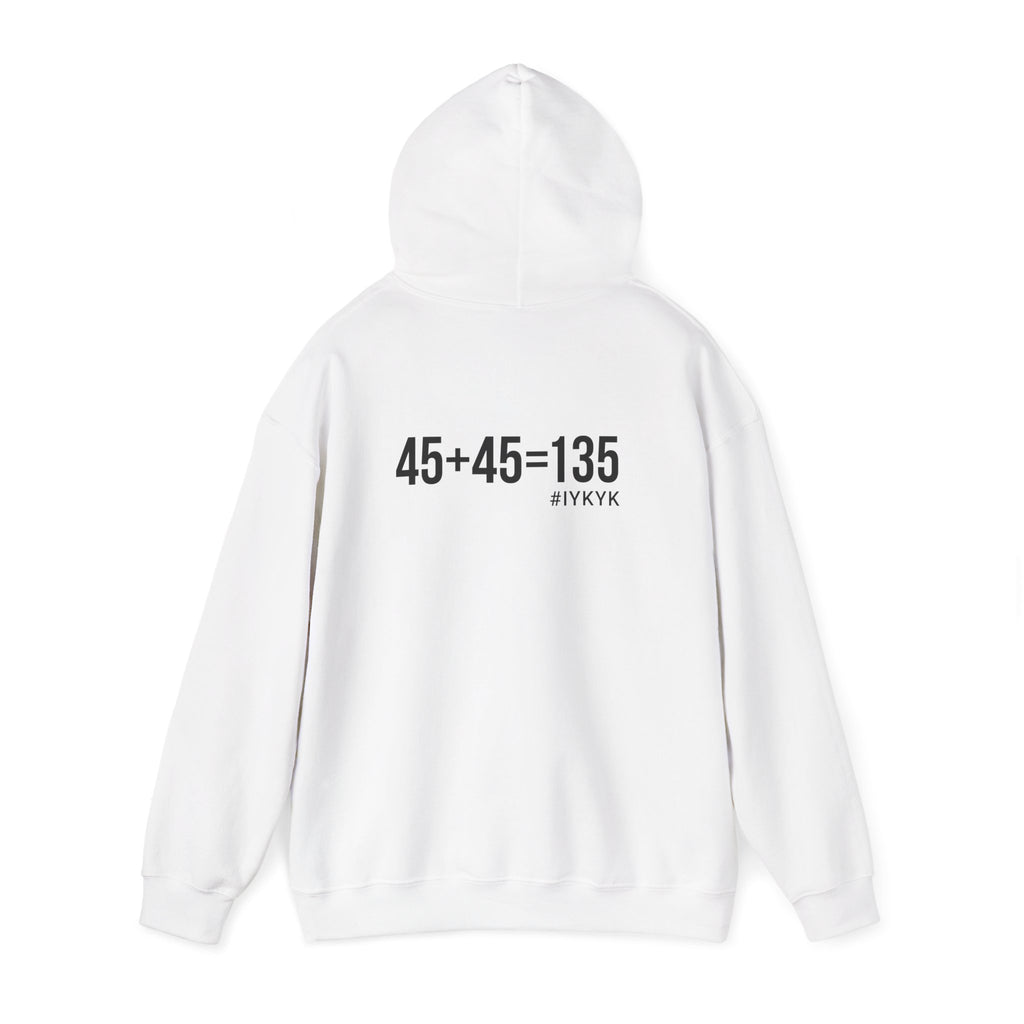 45 + 45 = 135 - Unisex Heavy Blend Hooded Sweatshirt  - Black Logo