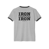 Iron Sharpens Iron - Unisex Cotton Ringer T-Shirt - Black Logo Front Plain Back