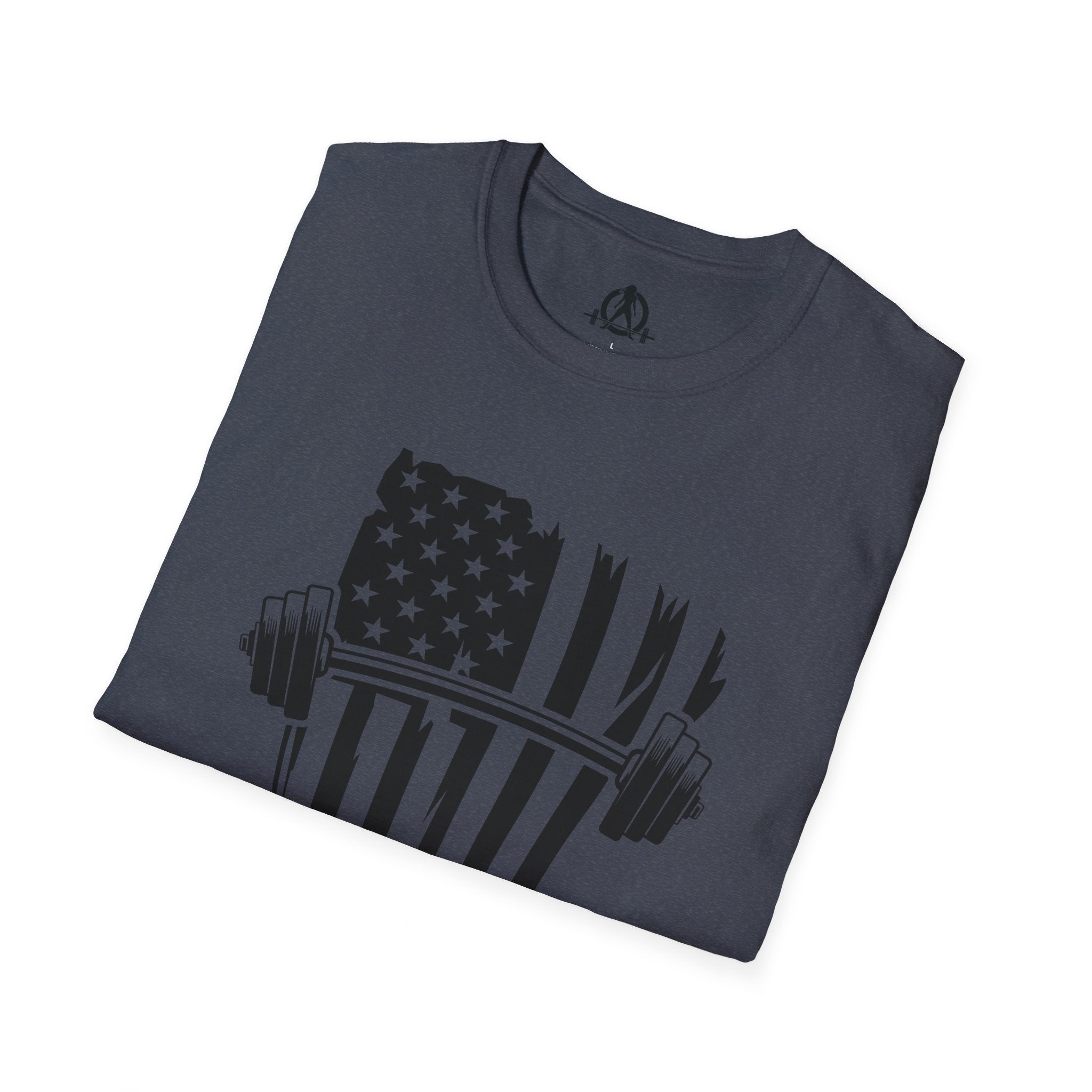 USA Barbell  - Unisex Softstyle T-Shirt - Black Logo - Plain Back