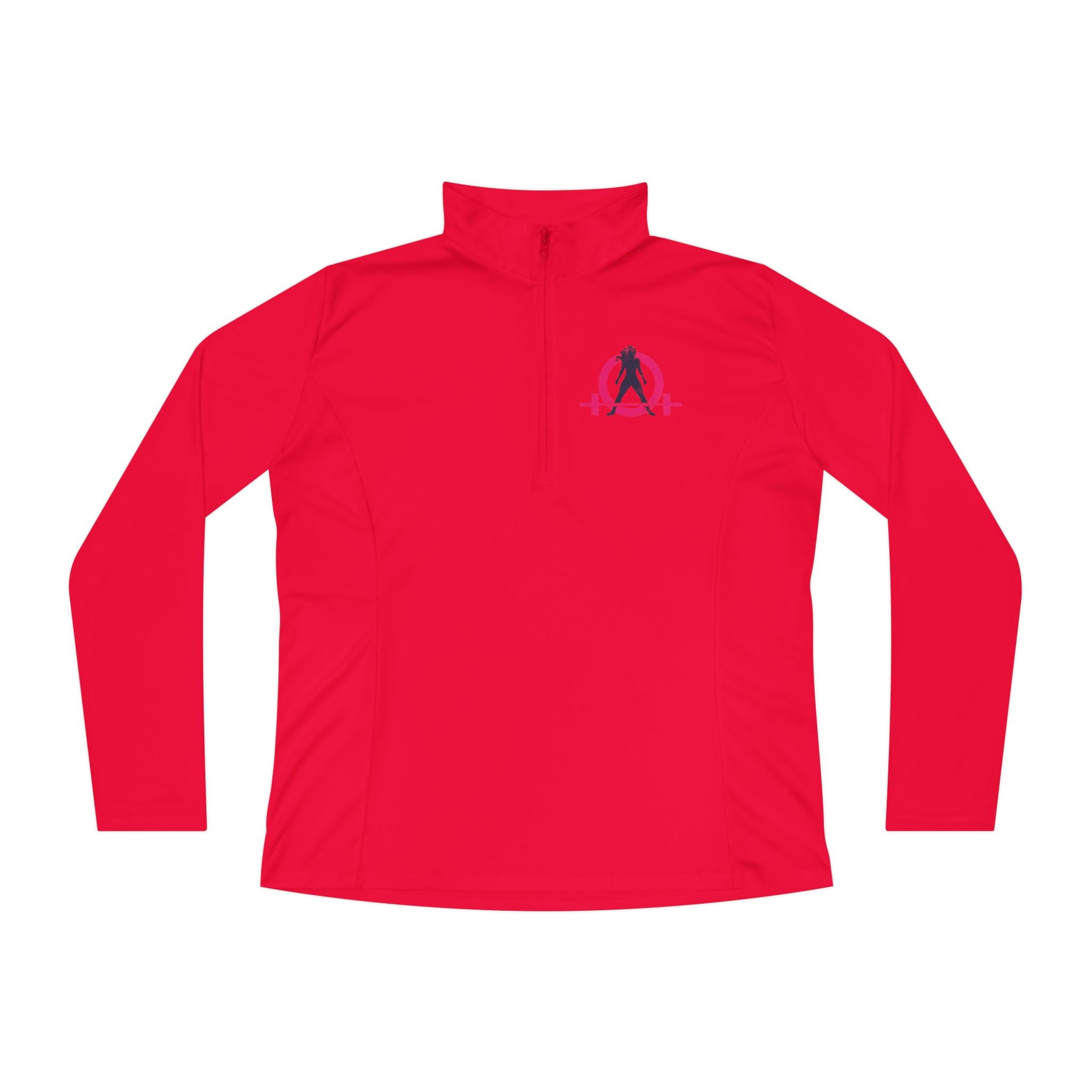 Ladies Quarter-Zip Pullover - White Distressed Logo