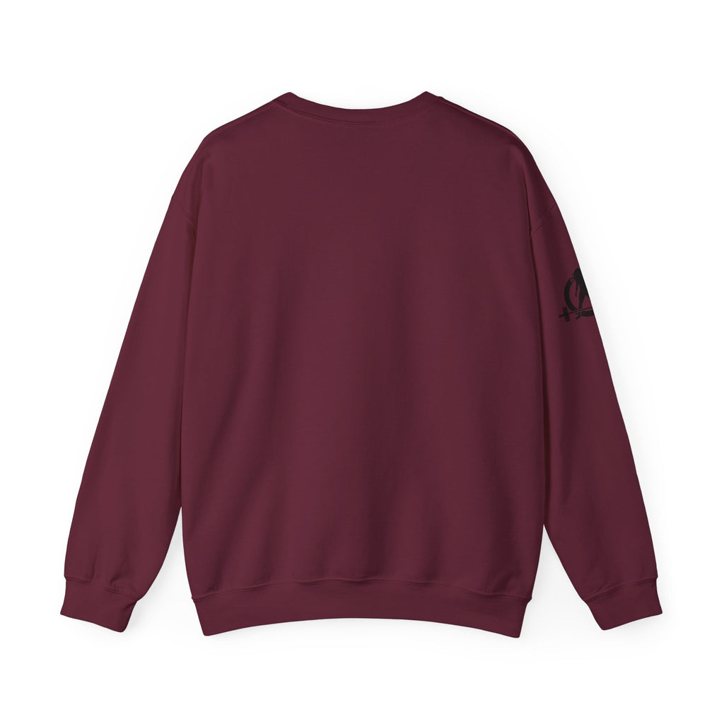 She is STRONG - Unisex Heavy Blend™ Crewneck Sweatshirt - Front Black Logo - Plain Back