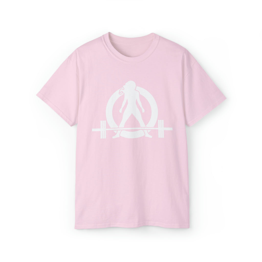 Unisex Ultra Cotton Tee - Classic White Logo - Plain Back