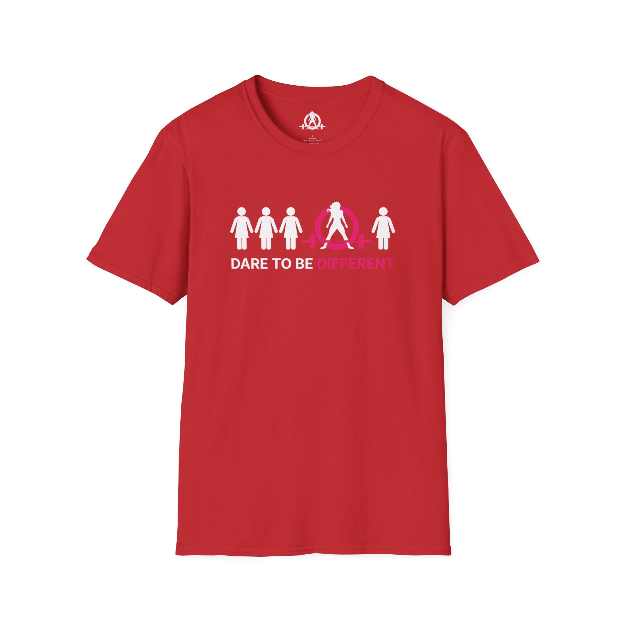 Dare To Be Different - Deadlift - Unisex Softstyle T-Shirt - White Logo Front