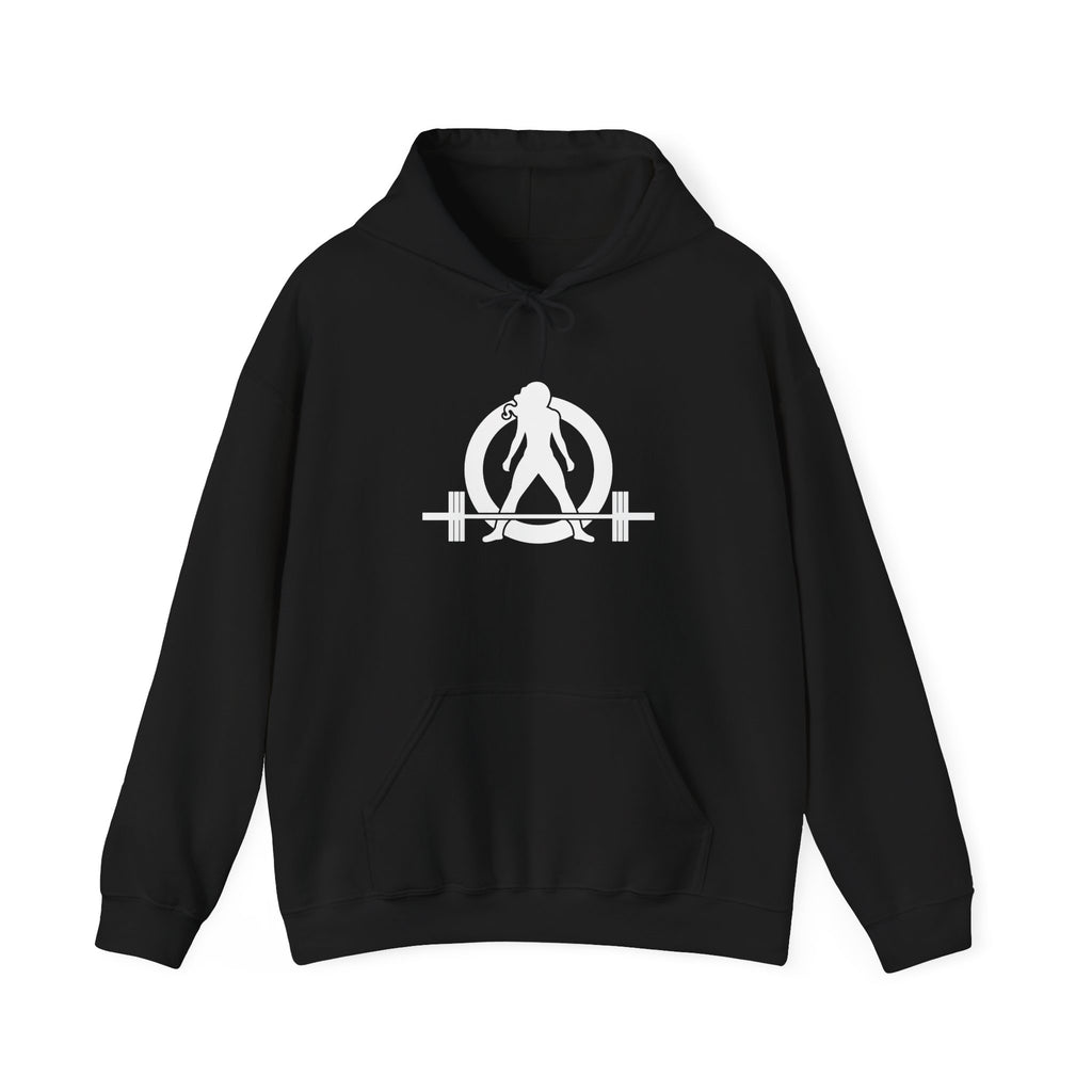 I Workout To Burn Off The Crazy – Unisex Heavy Blend™ Hooded Sweatshirt (White Logo) 🤍🔥💪