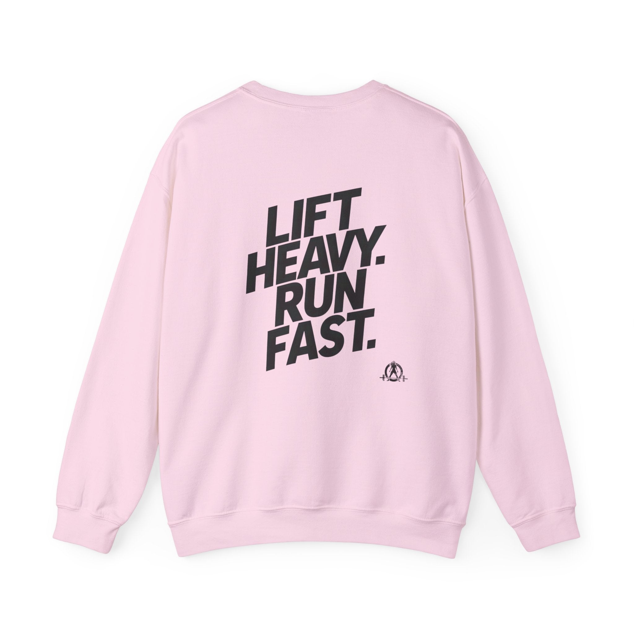 Lift Heavy Run Fast - Unisex Heavy Blend™ Crewneck Sweatshirt - Black Logo Front & Back