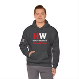 Heavy Weights Barbell Club  - Unisex Heavy Blend Hooded Sweatshirt  - Black Print Front/Back/Arm