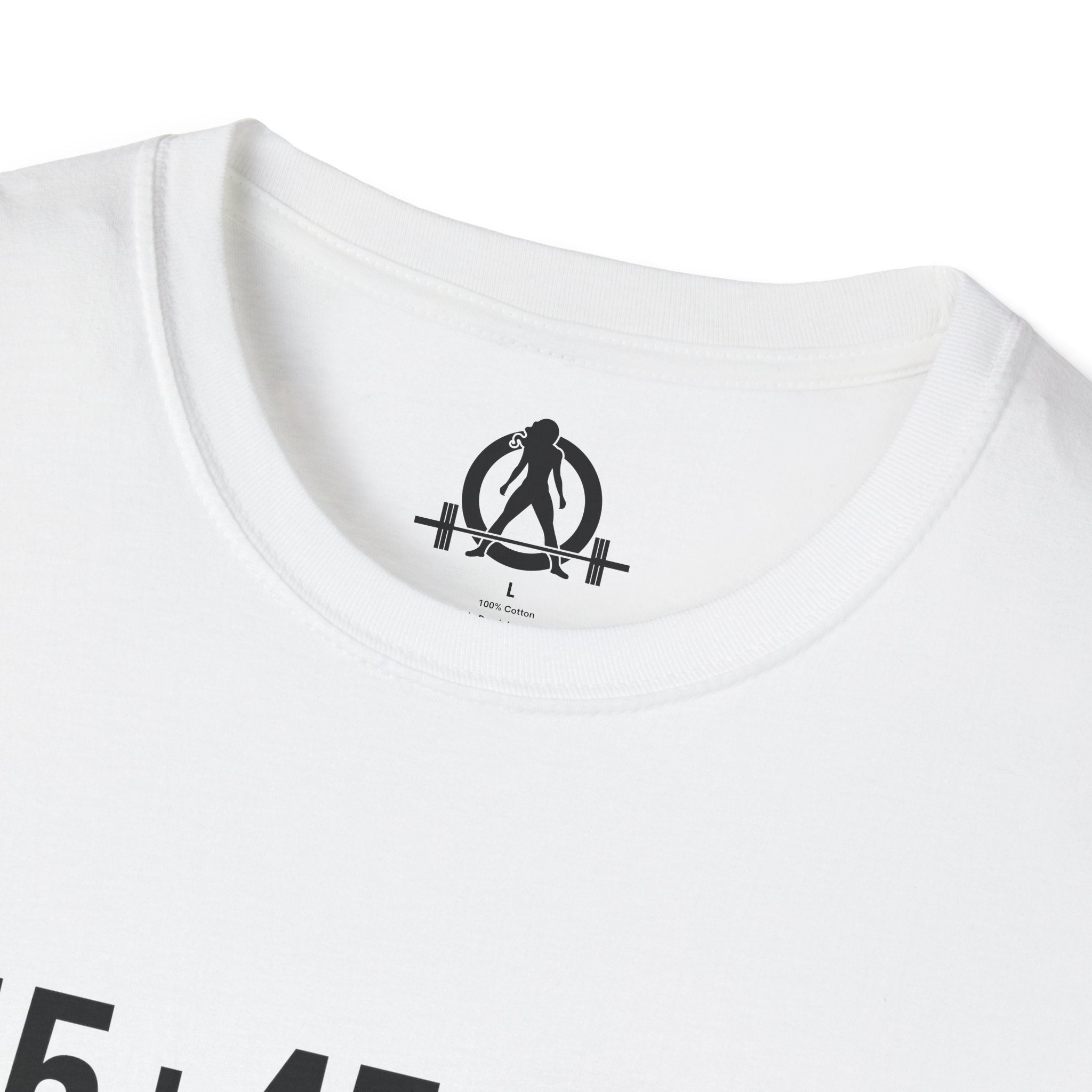 45 + 45 = 135 - Unisex Softstyle T-Shirt - Black Print on Front Plain Back