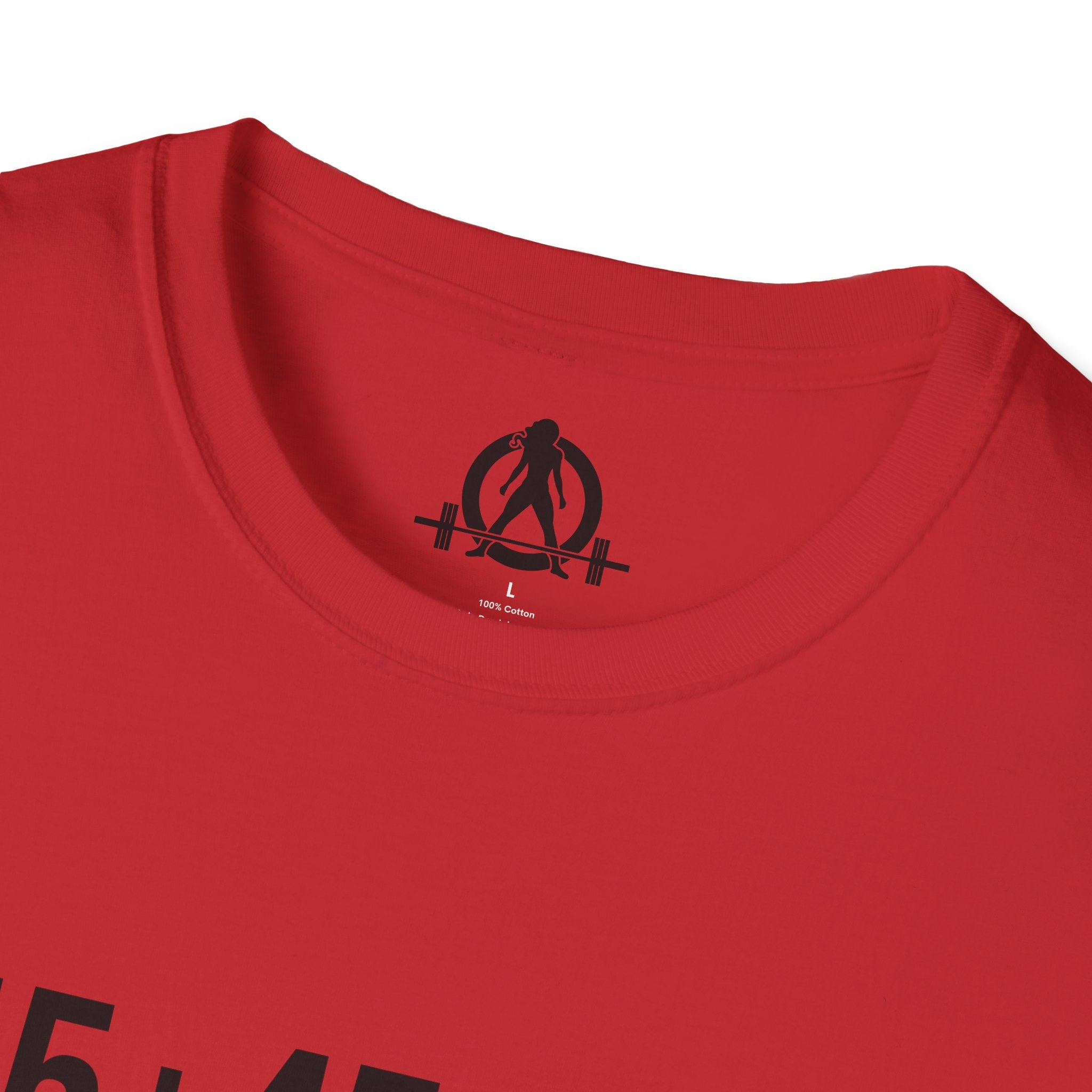 45 + 45 = 135 - Unisex Softstyle T-Shirt - Black Print on Front Plain Back