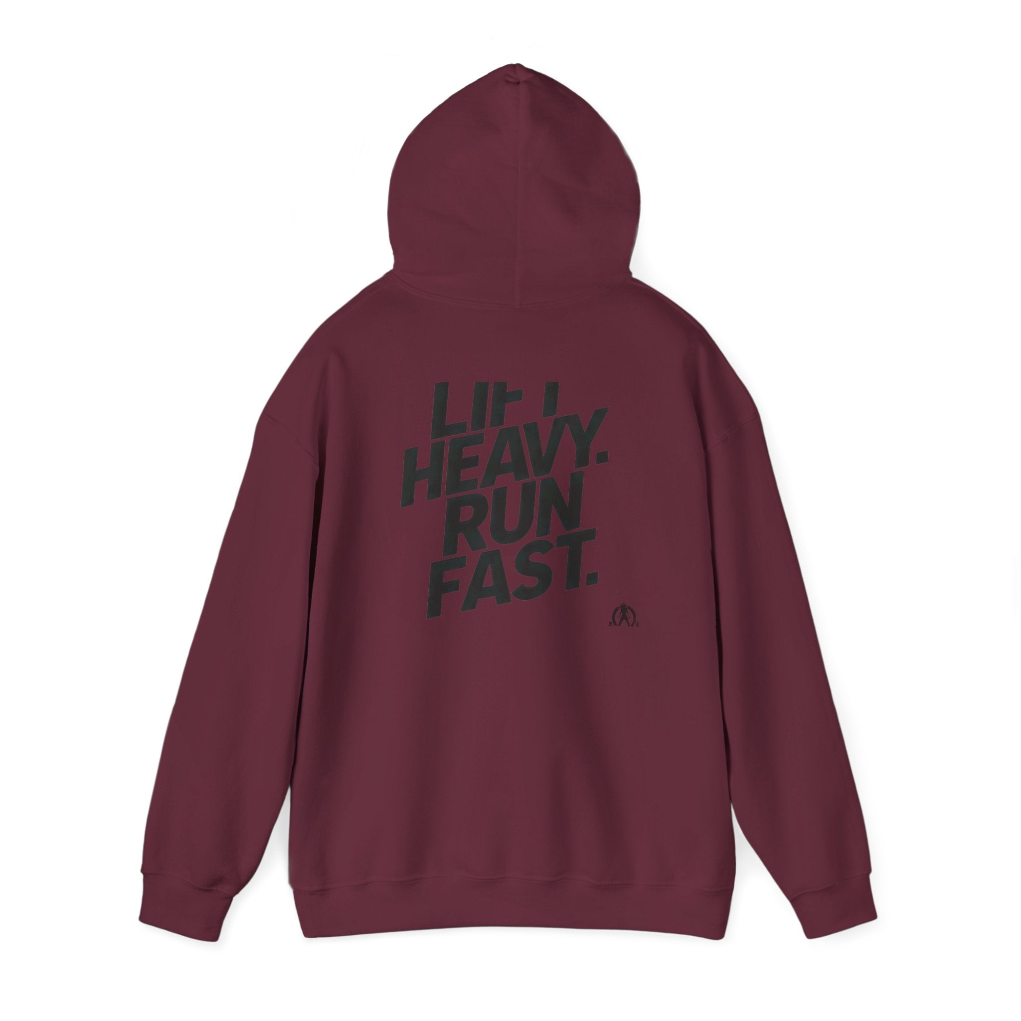 Lift Heavy Run Fast - Unisex Heavy Blend Hooded Sweatshirt  - Front & Back Black Logo