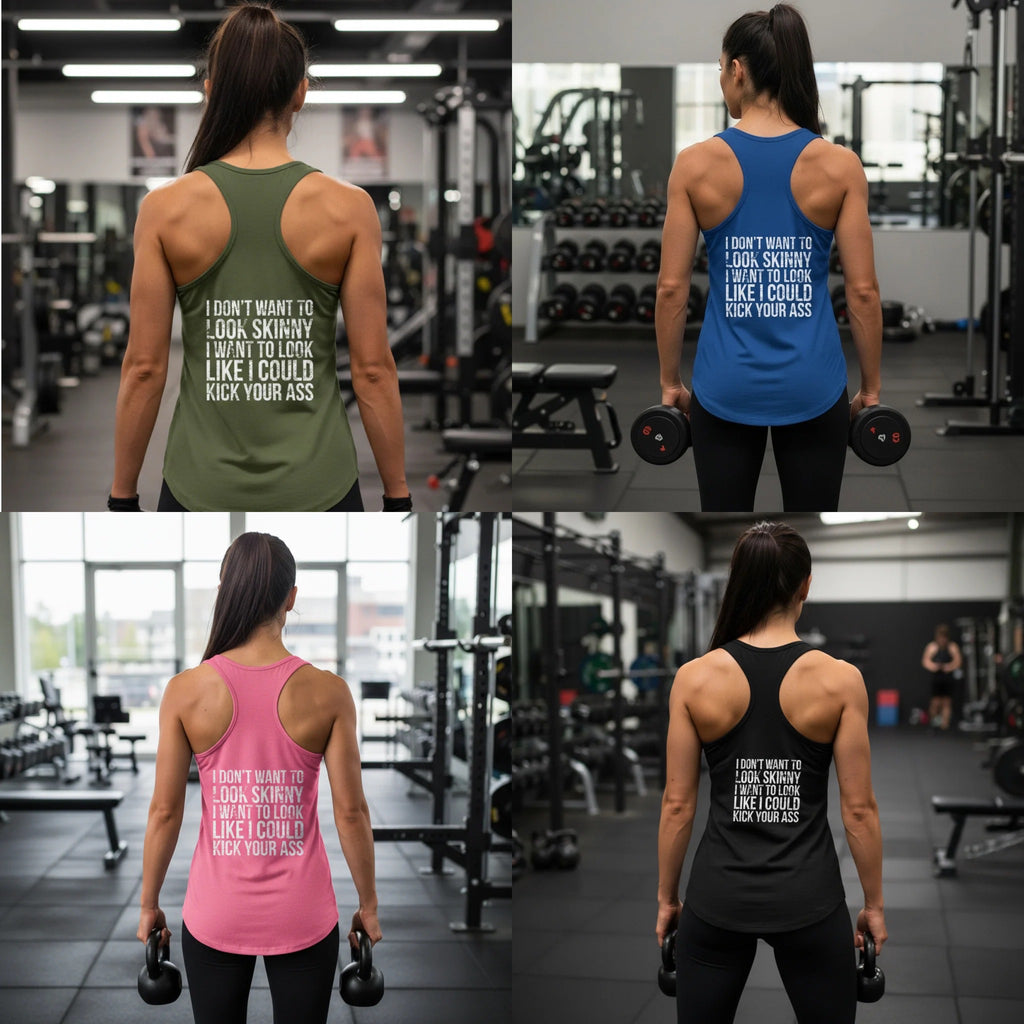 Kick Your Ass - Classic White Logo - Ideal Racerback Tank