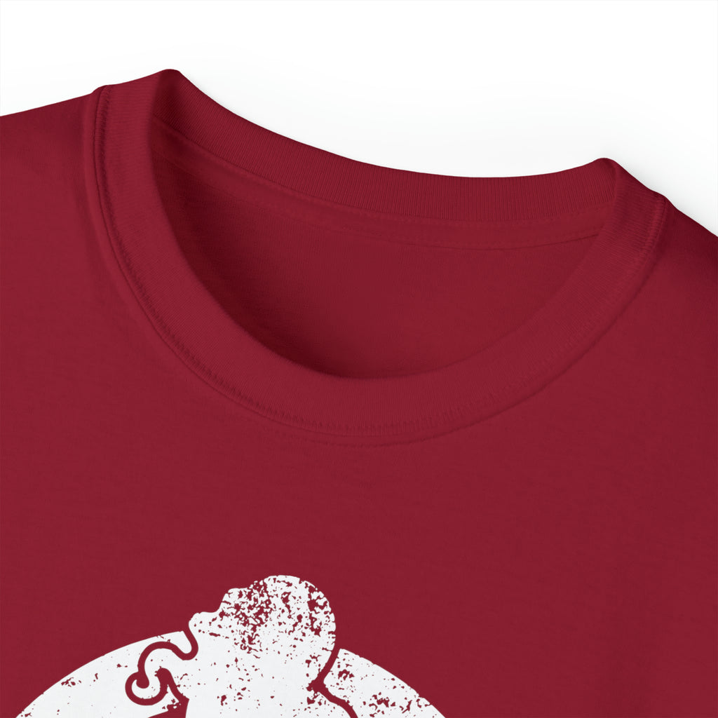 Unisex Ultra Cotton Tee - Distressed White Logo - Plain Back
