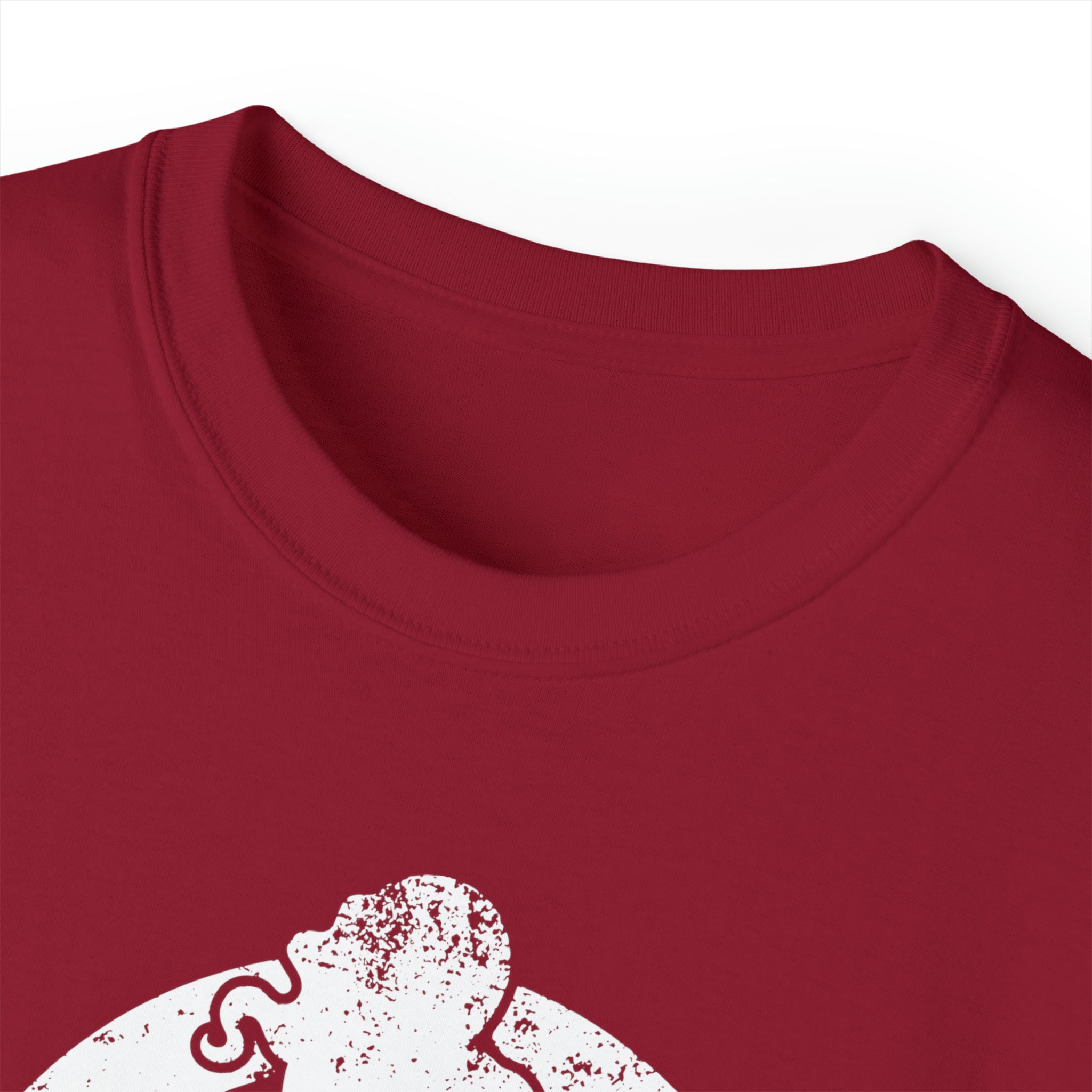 Unisex Ultra Cotton Tee - Distressed White Logo - Plain Back
