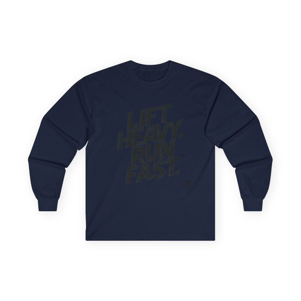 Lift Heavy Run Fast - Ultra Cotton Long Sleeve Tee - Black Logo Front