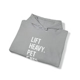 Lift Heavy Pet Cats - Unisex Heavy Blend Hooded Sweatshirt - White Front Logo