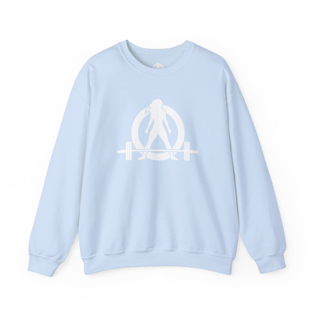 Workout To Burn Off The Crazy - Unisex Heavy Blend™ Crewneck Sweatshirt - Front White Logo - Front & Back Print