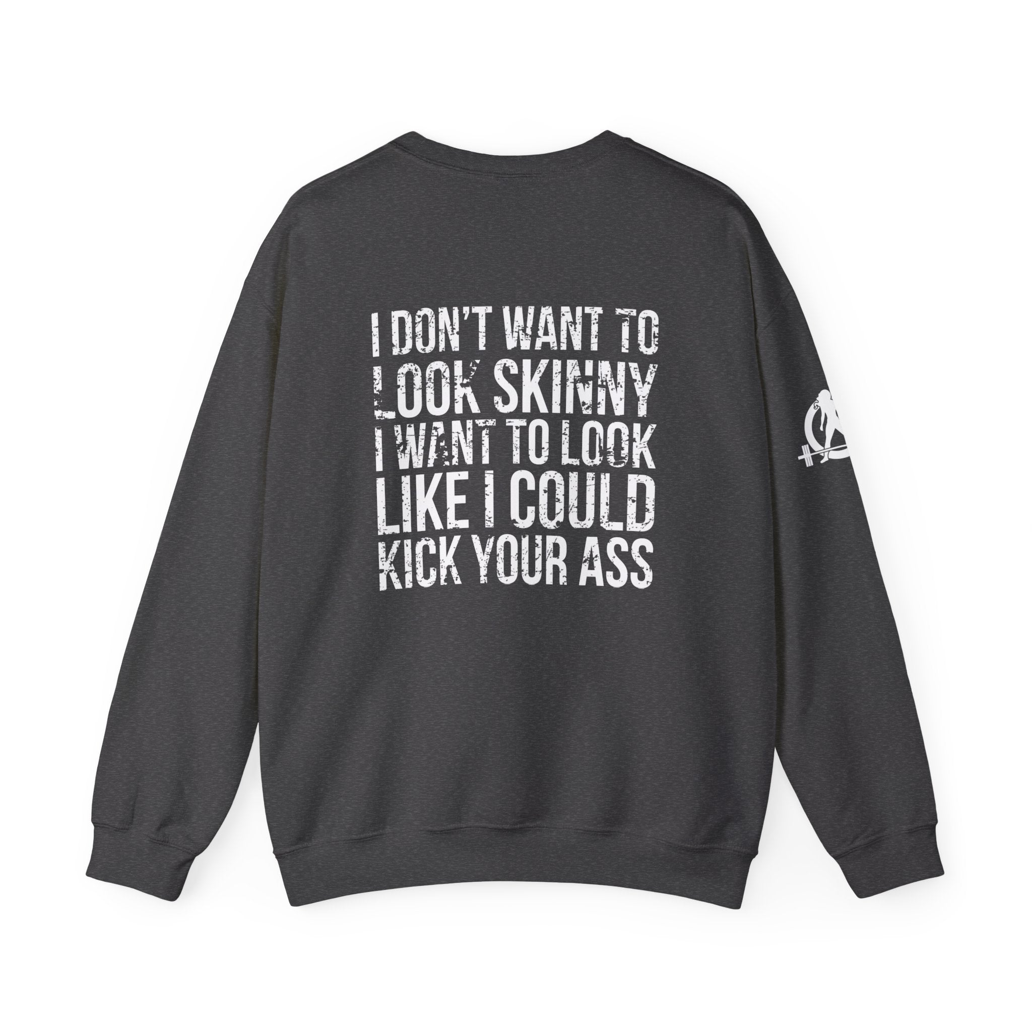 Kick Your Ass - Unisex Heavy Blend™ Crewneck Sweatshirt - Distressed Logo - Plain Back