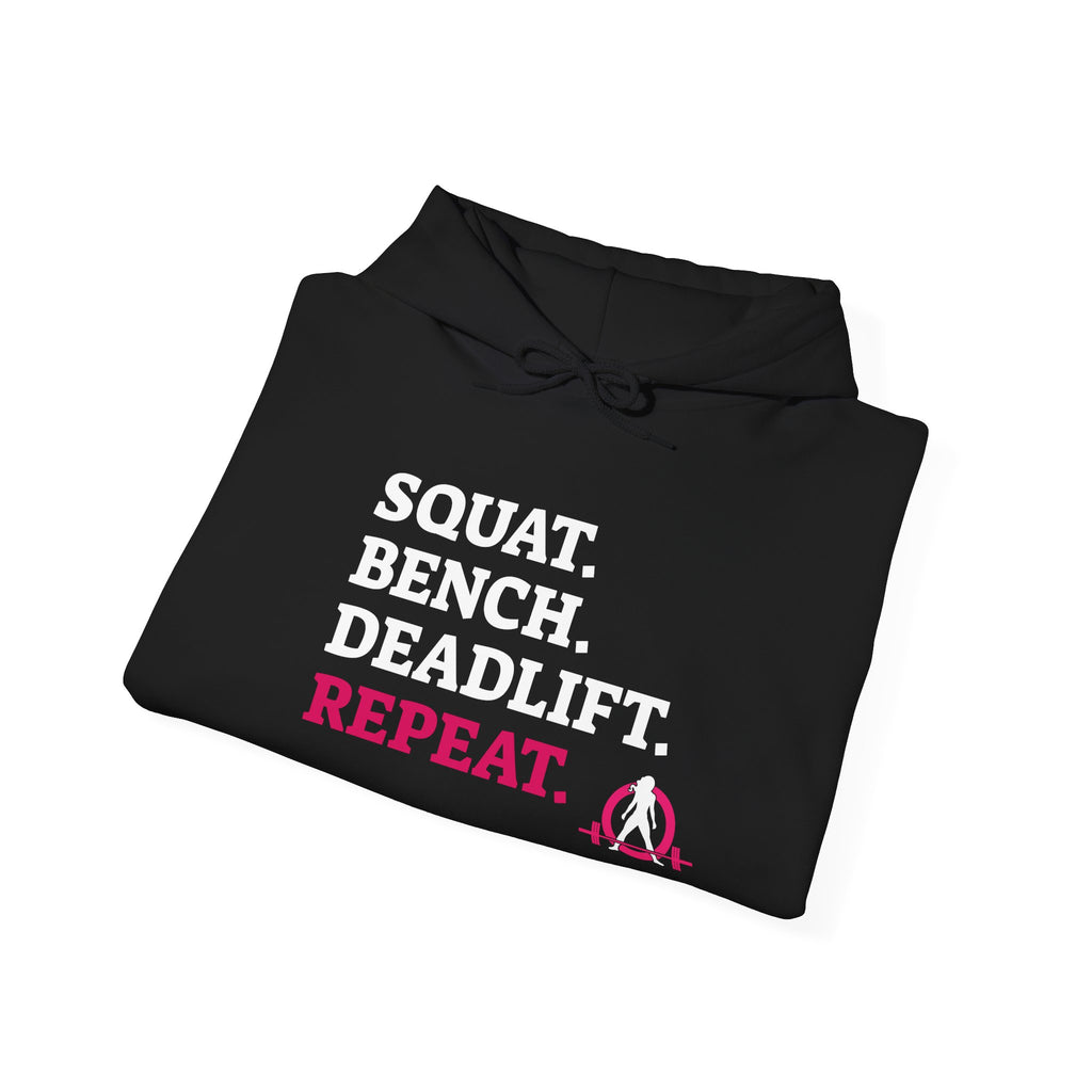 WWLW “Squat • Bench • Deadlift • Repeat” Hoodie - White Logo