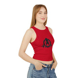 Chic Women's Micro Rib Tank Top, Casual Summer Top, Workout Tank, Layering Piece, Activewear, Relaxed Fit - Black Logo
