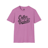 Coffee & Barbells - Unisex Softstyle T-Shirt - Black Print on Front Plain Back