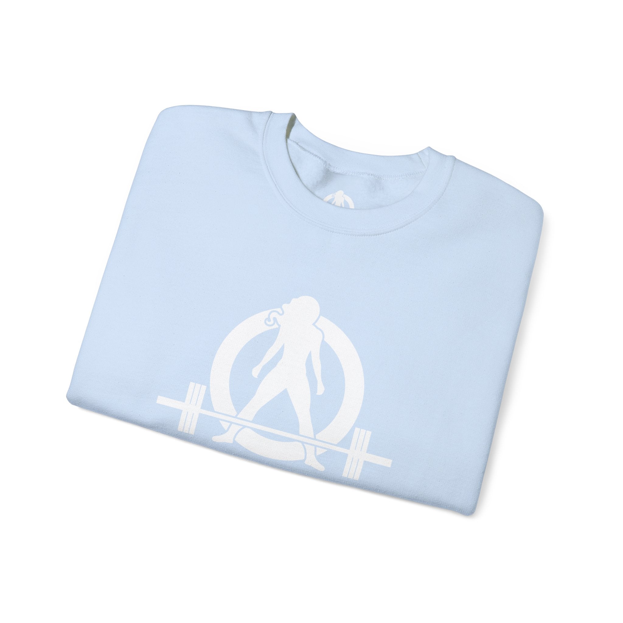 Lift Heavy Run Fast - Unisex Heavy Blend™ Crewneck Sweatshirt - White Logo Front & Back