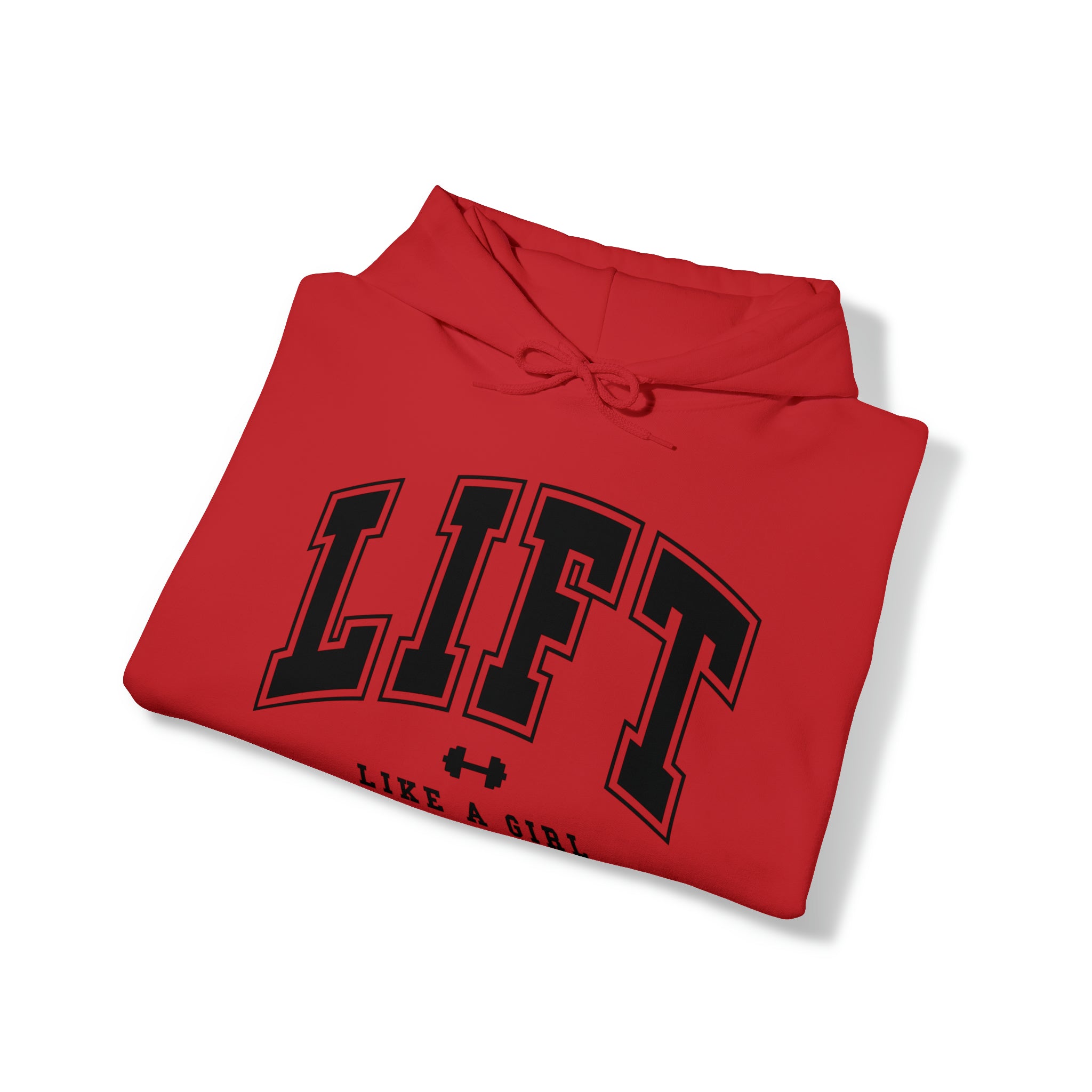 Lift Like.A Girl - Unisex Heavy Blend Hooded Sweatshirt - Black Logo on Front & Right Sleeve