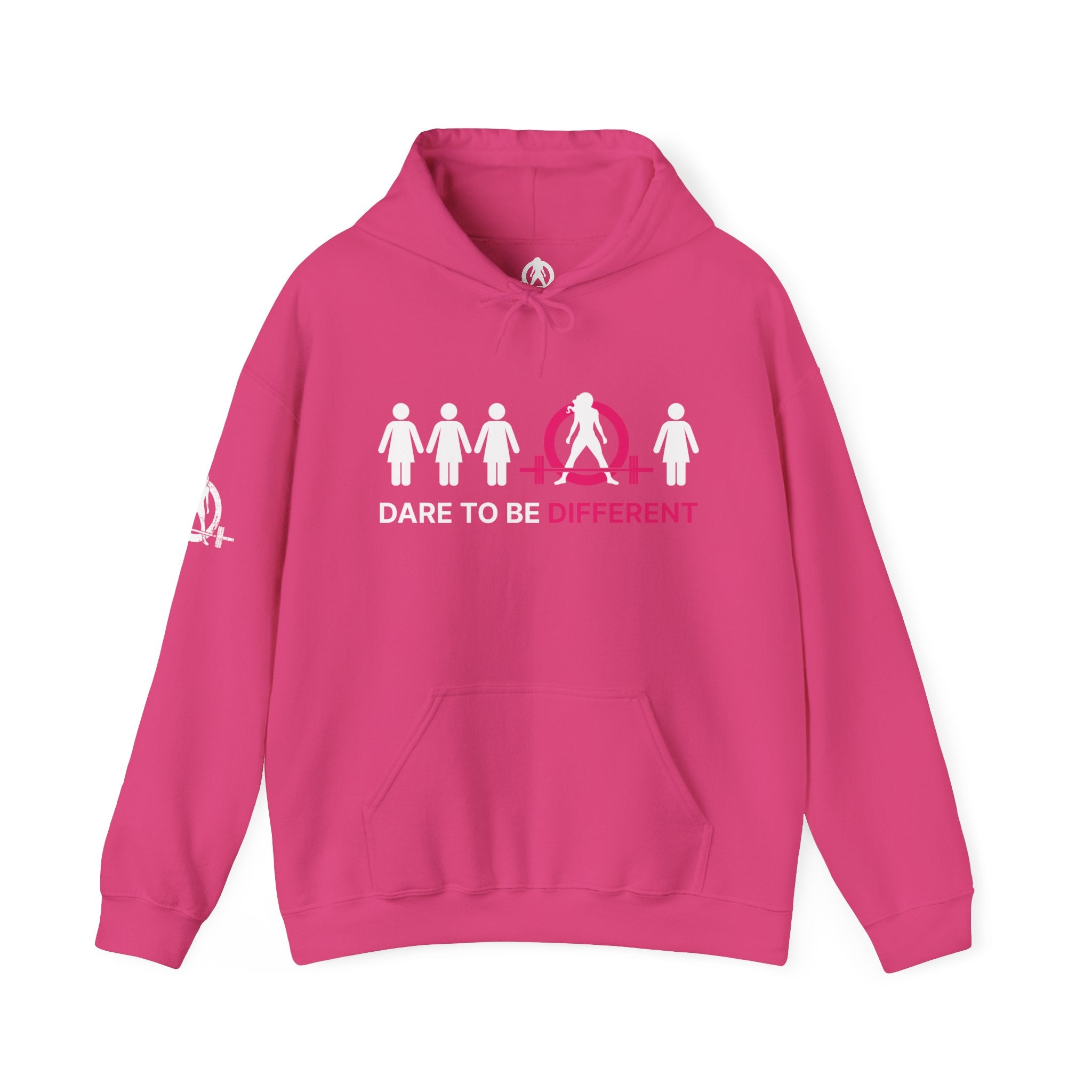 Dare To Be Different - Deadlift - Unisex Heavy Blend Hooded Sweatshirt - White Print on Front