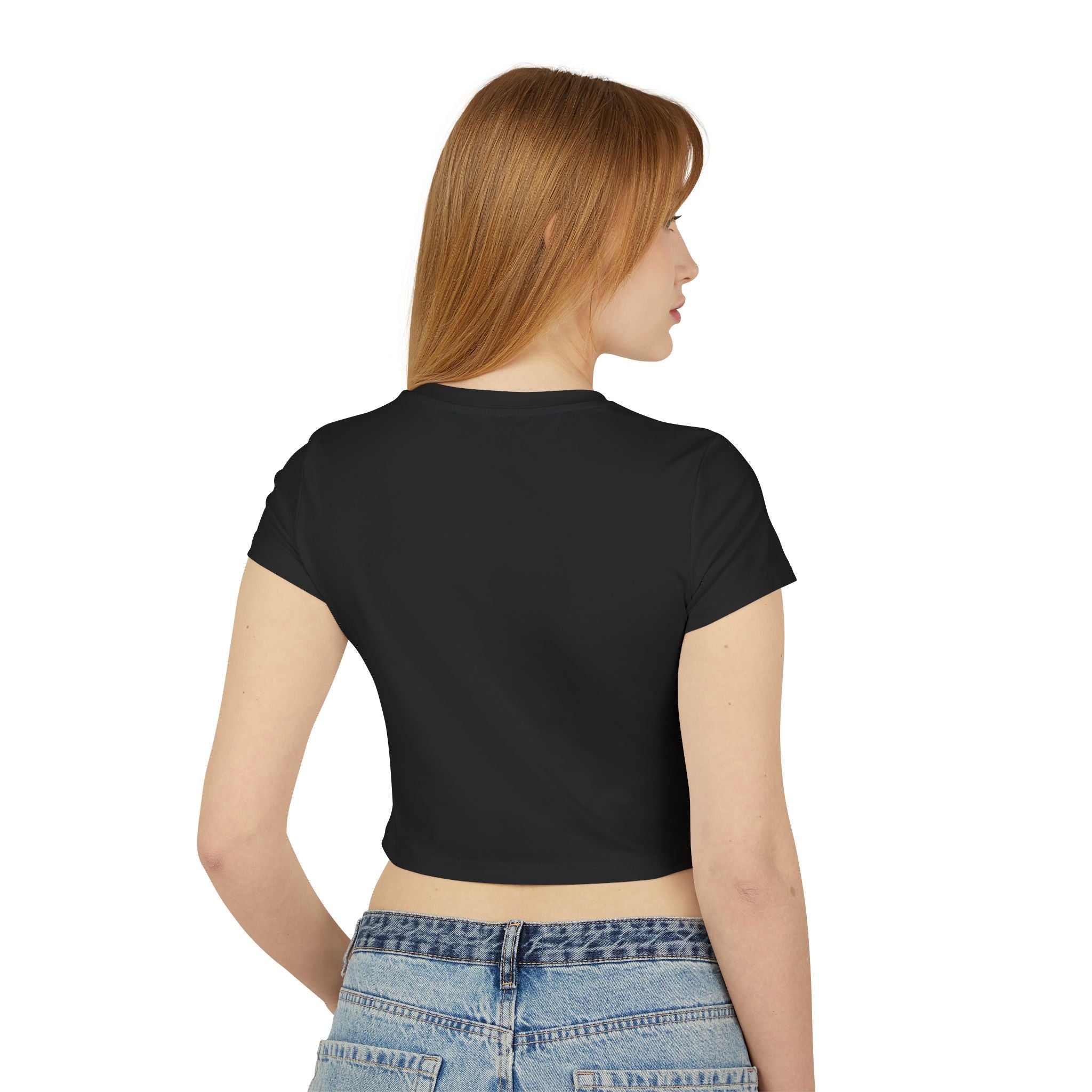 Women's Baby Tee - White Distressed Logo - Halloween Graveyard