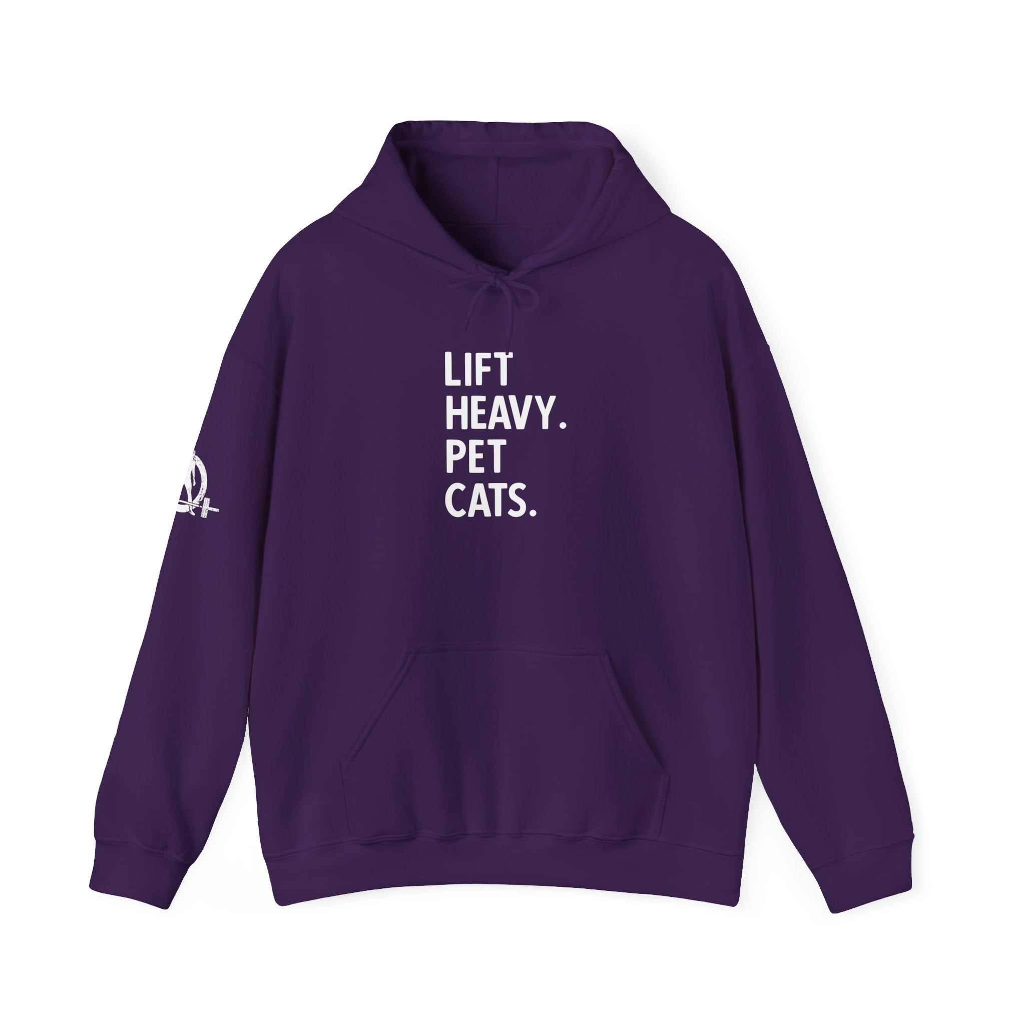 Lift Heavy Pet Cats - Unisex Heavy Blend Hooded Sweatshirt - White Logo