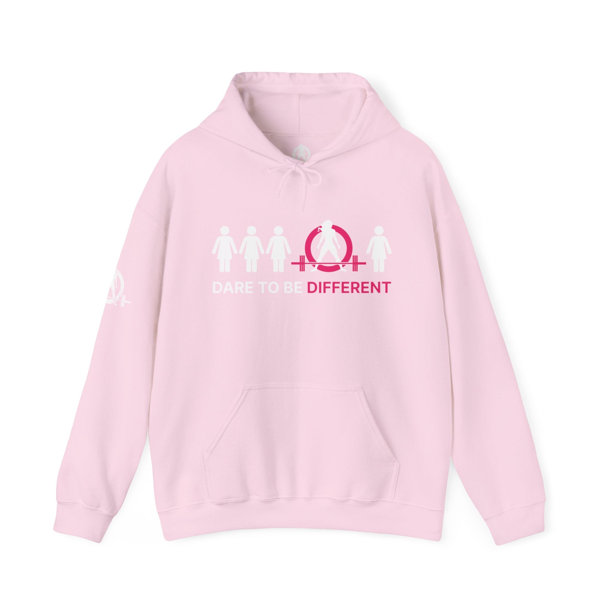 Dare To Be Different - Deadlift - Unisex Heavy Blend Hooded Sweatshirt - White Print on Front