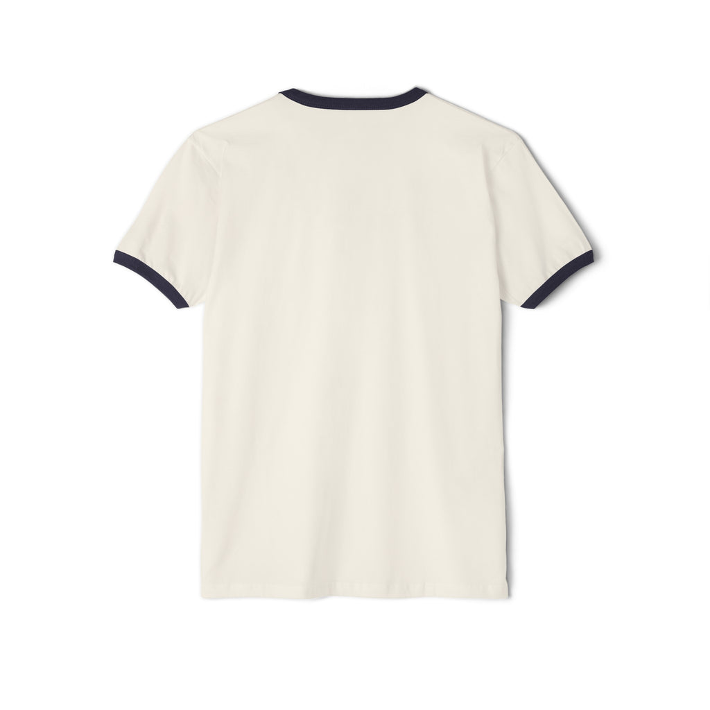 45 + 45 - Unisex Cotton Ringer T-Shirt - Black Logo Front