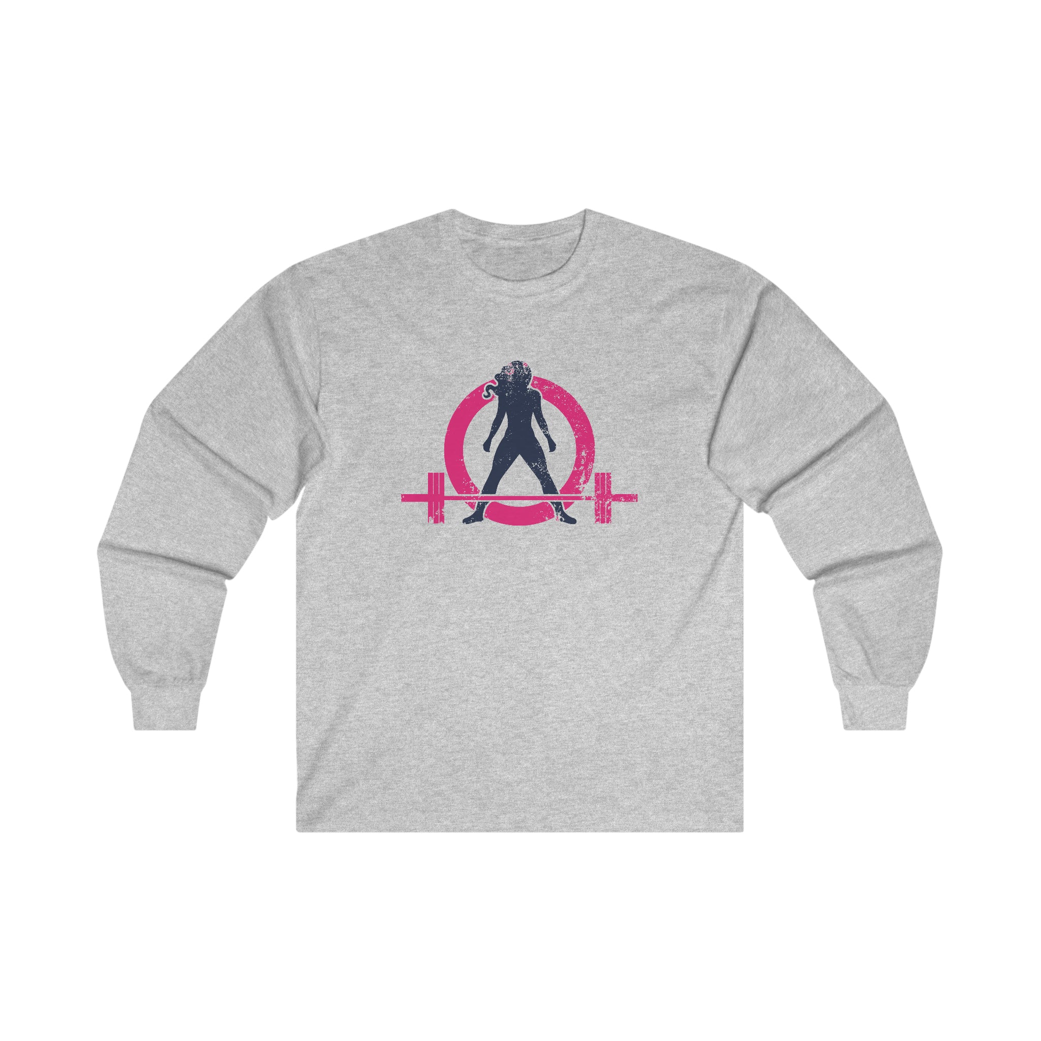 Distressed - Ultra Cotton Long Sleeve Tee - Inverted Color Logo