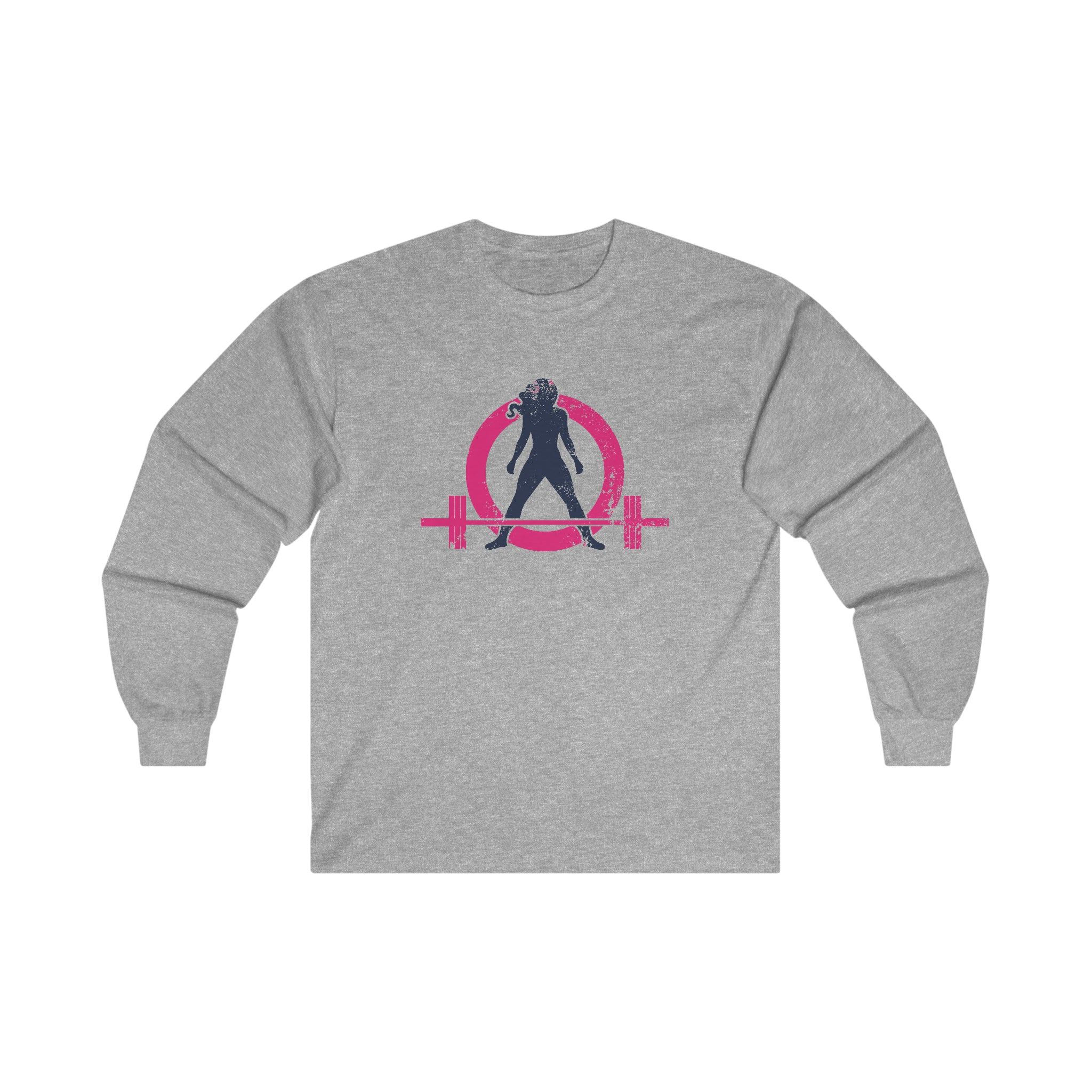 Distressed - Ultra Cotton Long Sleeve Tee - Inverted Color Logo