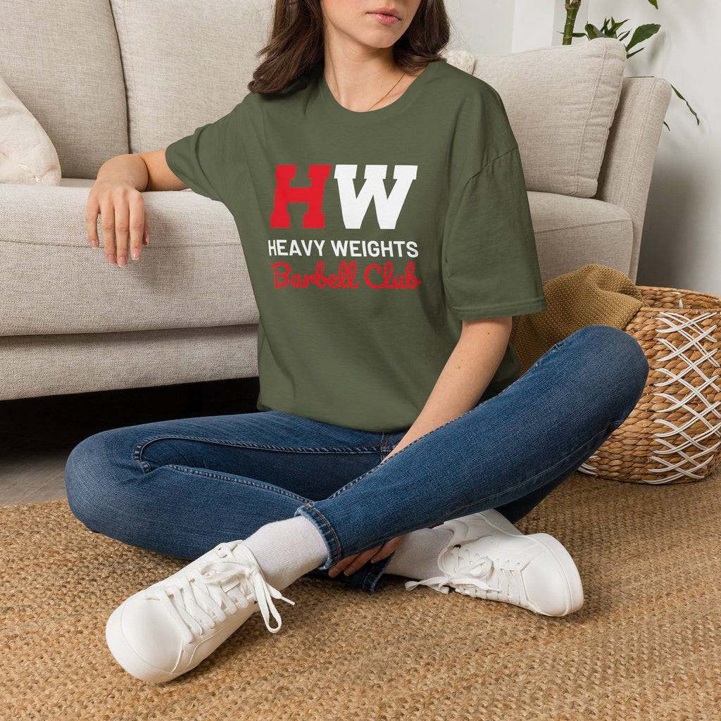 Heavy Weights Barbell Club  - Unisex Softstyle T-Shirt - Black Logo - Plain Back
