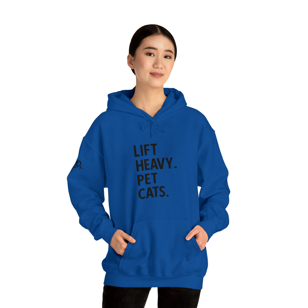 Lift Heavy Pet Cats - Unisex Heavy Blend Hooded Sweatshirt - Black Logo