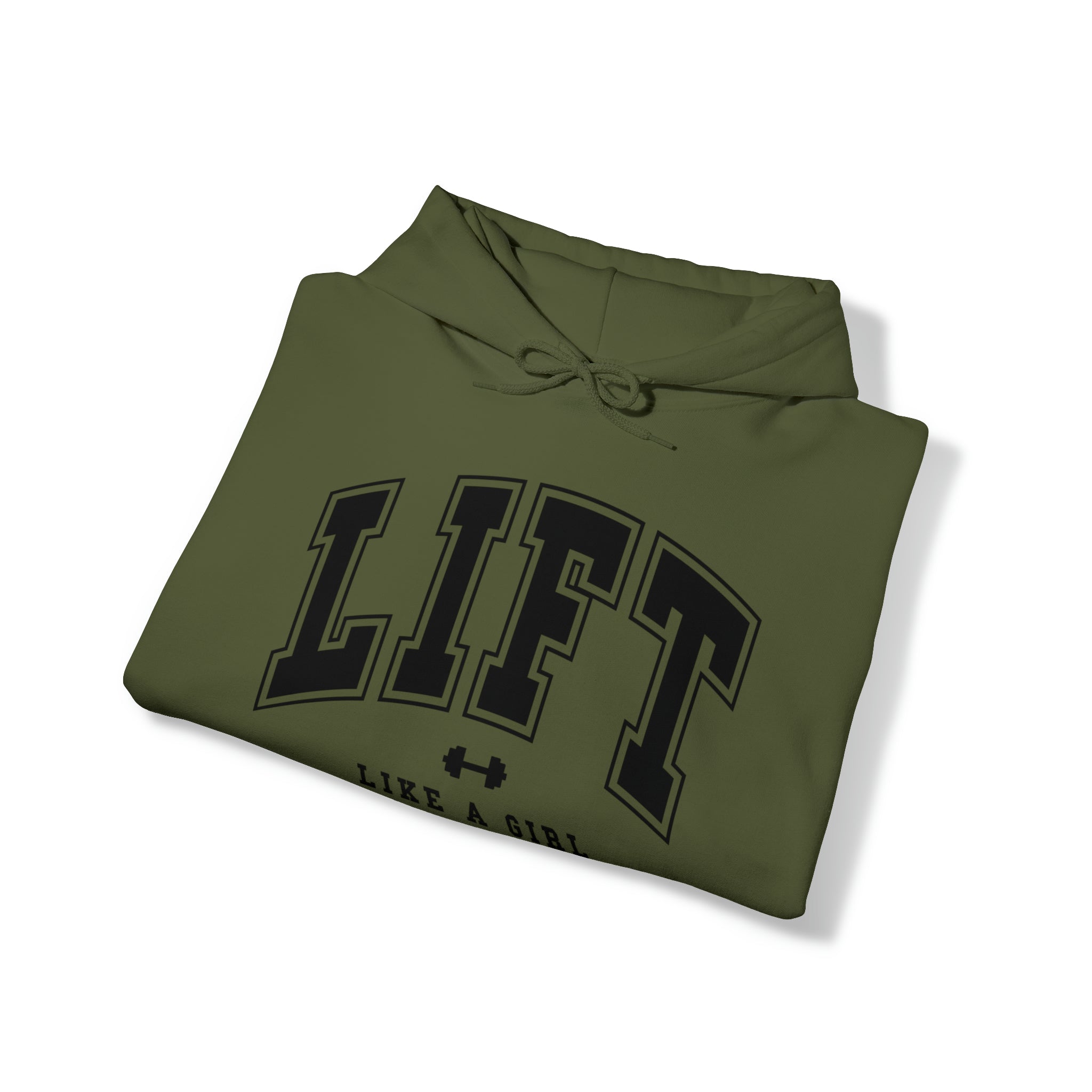 Lift Like.A Girl - Unisex Heavy Blend Hooded Sweatshirt - Black Logo on Front & Right Sleeve