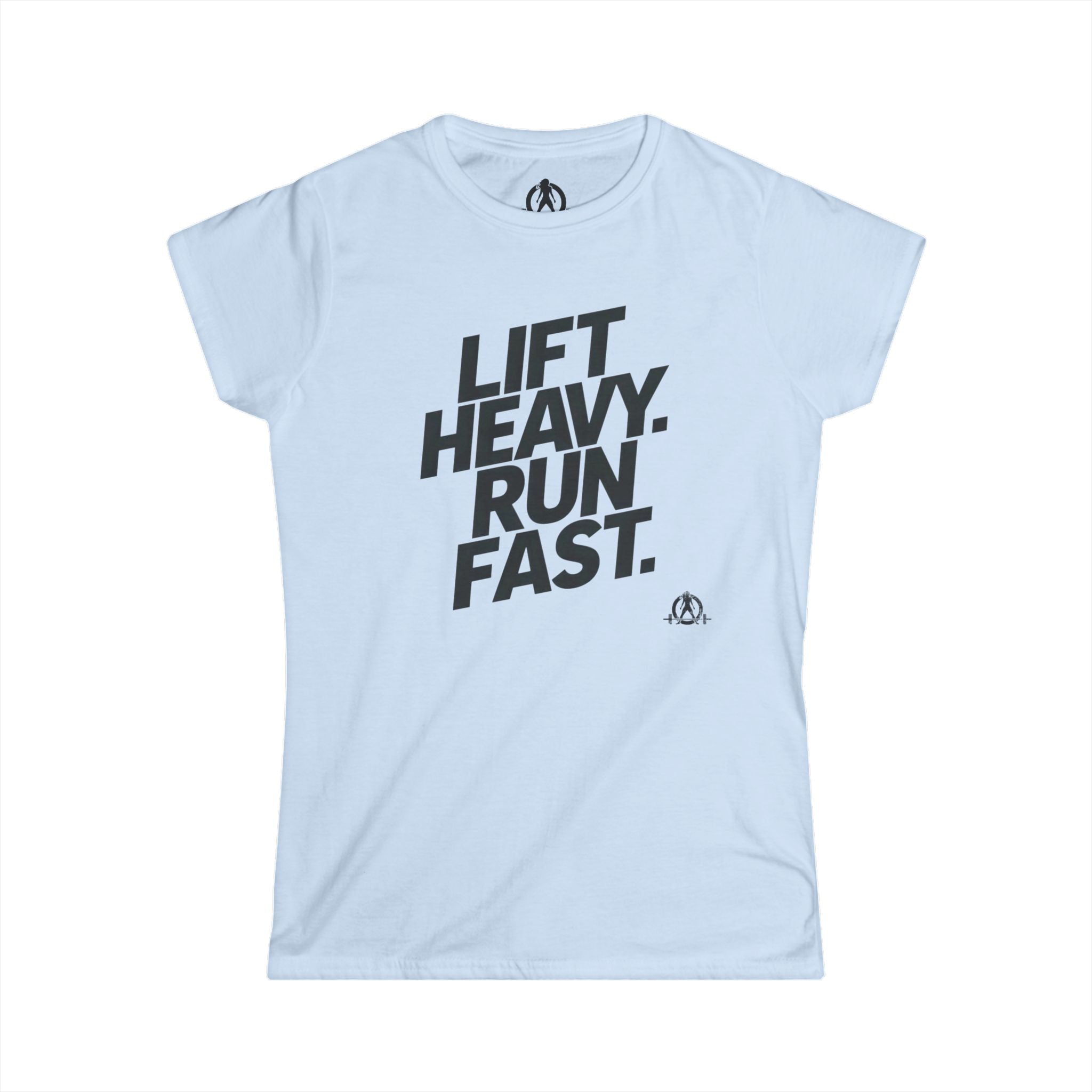 Lift Heavy Run Fast - Women's Softstyle Tee - Black Front Logo