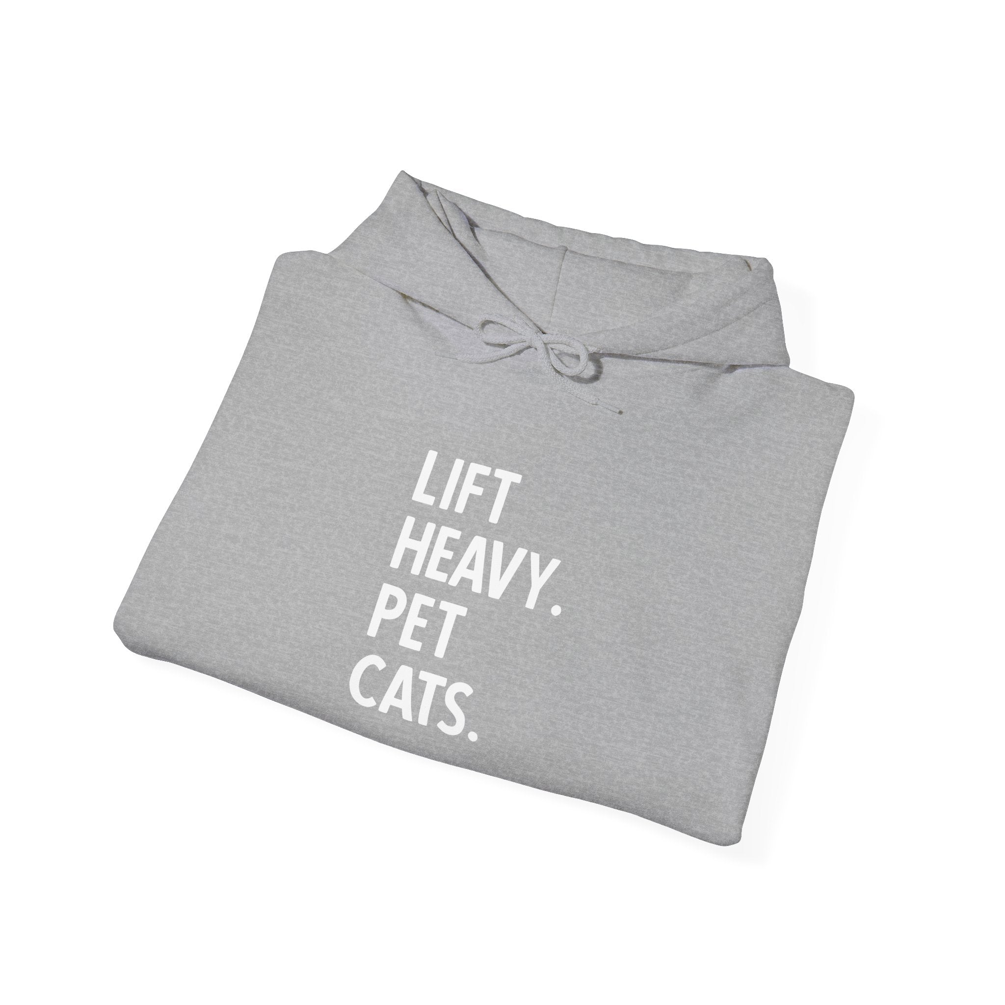 Lift Heavy Pet Cats - Unisex Heavy Blend Hooded Sweatshirt - White Logo