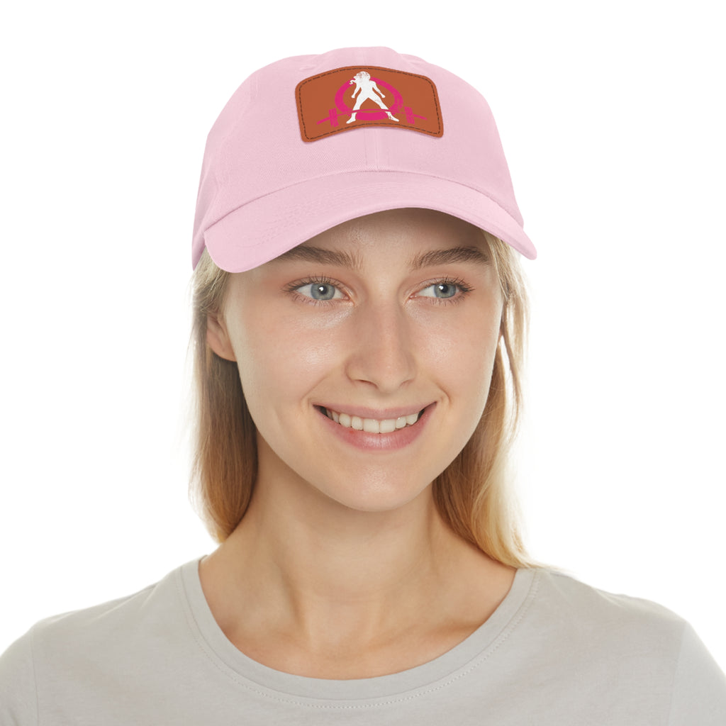 Distressed - Dad Hat with Leather Patch (Rectangle) - Color Font