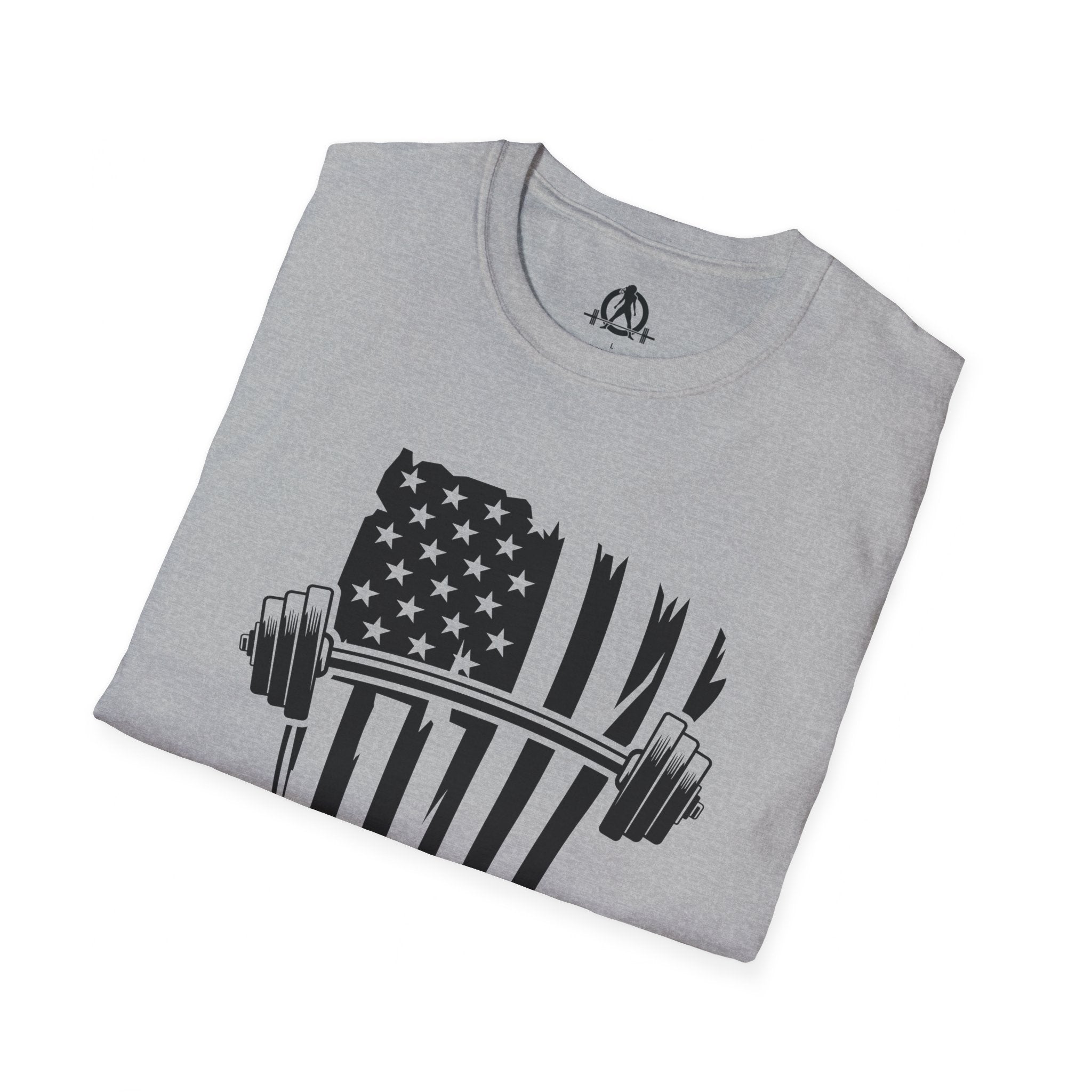 USA Barbell  - Unisex Softstyle T-Shirt - Black Logo - Plain Back