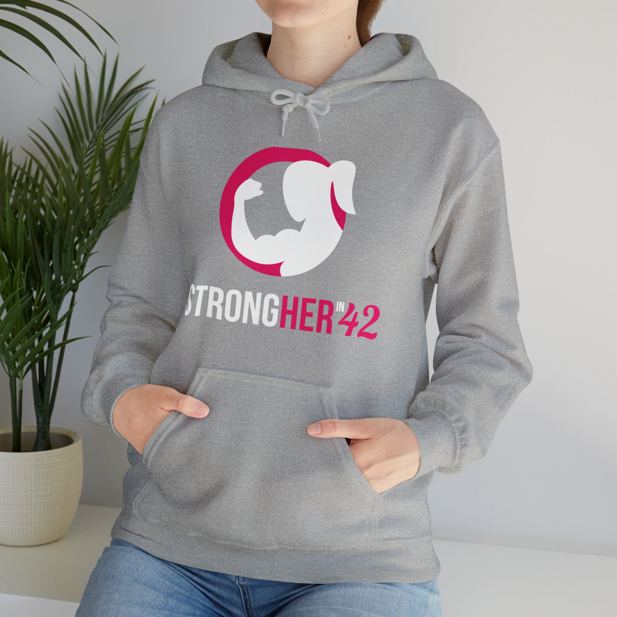 Strong Her in 42 - Classic Color Logo - Unisex Heavy Blend Hooded Sweatshirt