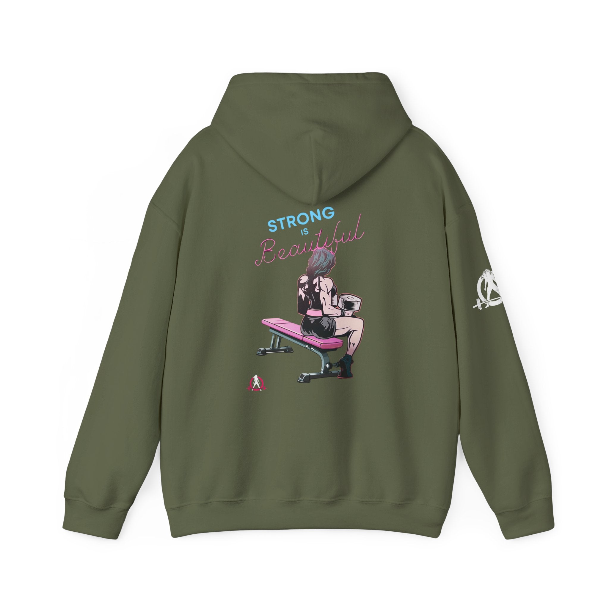 Strong Her Cartoon - Unisex Heavy Blend Hooded Sweatshirt - Logo on Back & Right Sleeve