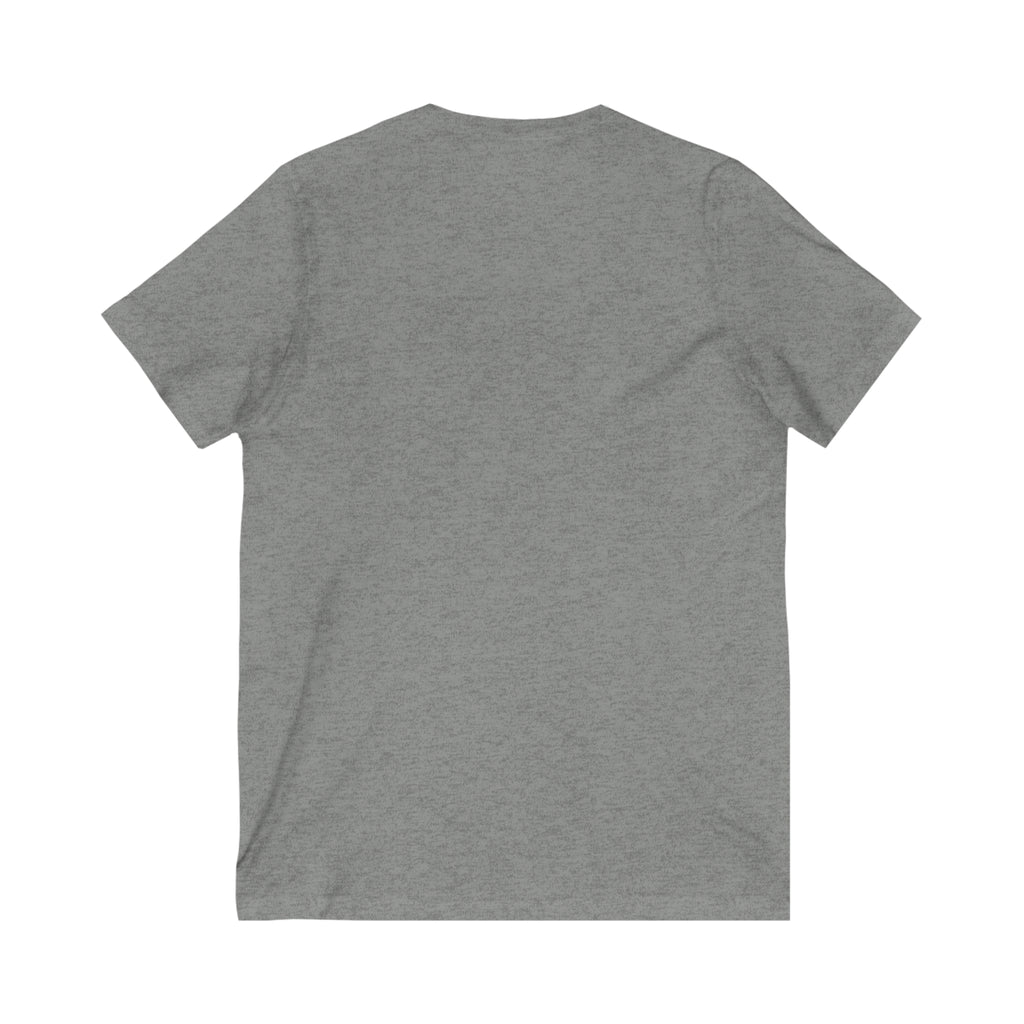 Lift Heavy Shit - Unisex Jersey Short Sleeve V-Neck Tee - Black Logo Plain Back
