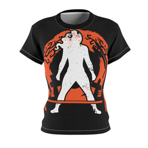 Women's Cut & Sew Tee (AOP) - Halloween White Logo - Full Chest