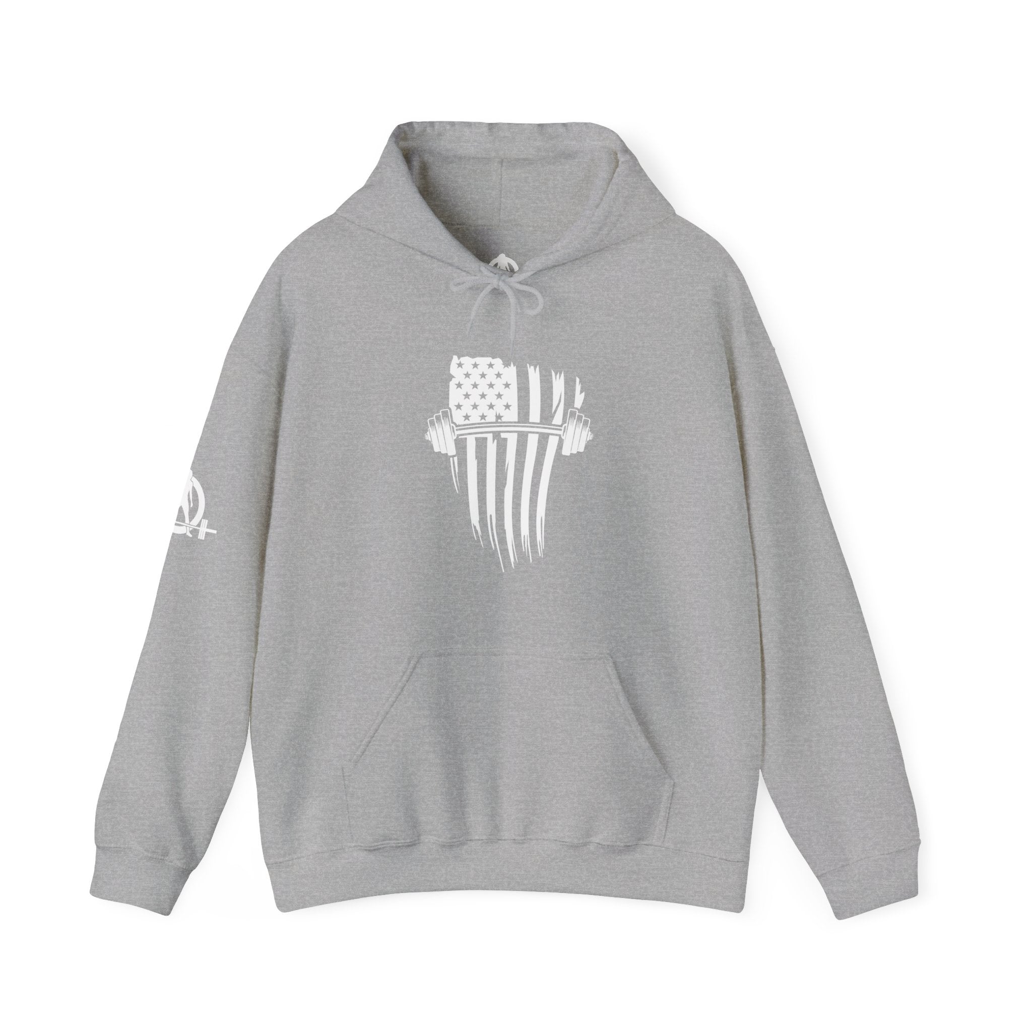 USA Barbell - Unisex Heavy Blend Hooded Sweatshirt  - Front White Logo