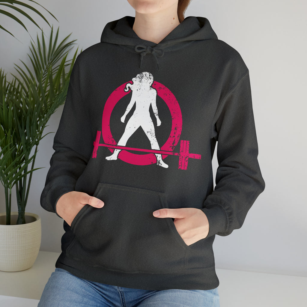 COFFEE and a Barbell - Unisex Heavy Blend Hooded Sweatshirt - Dark Logo