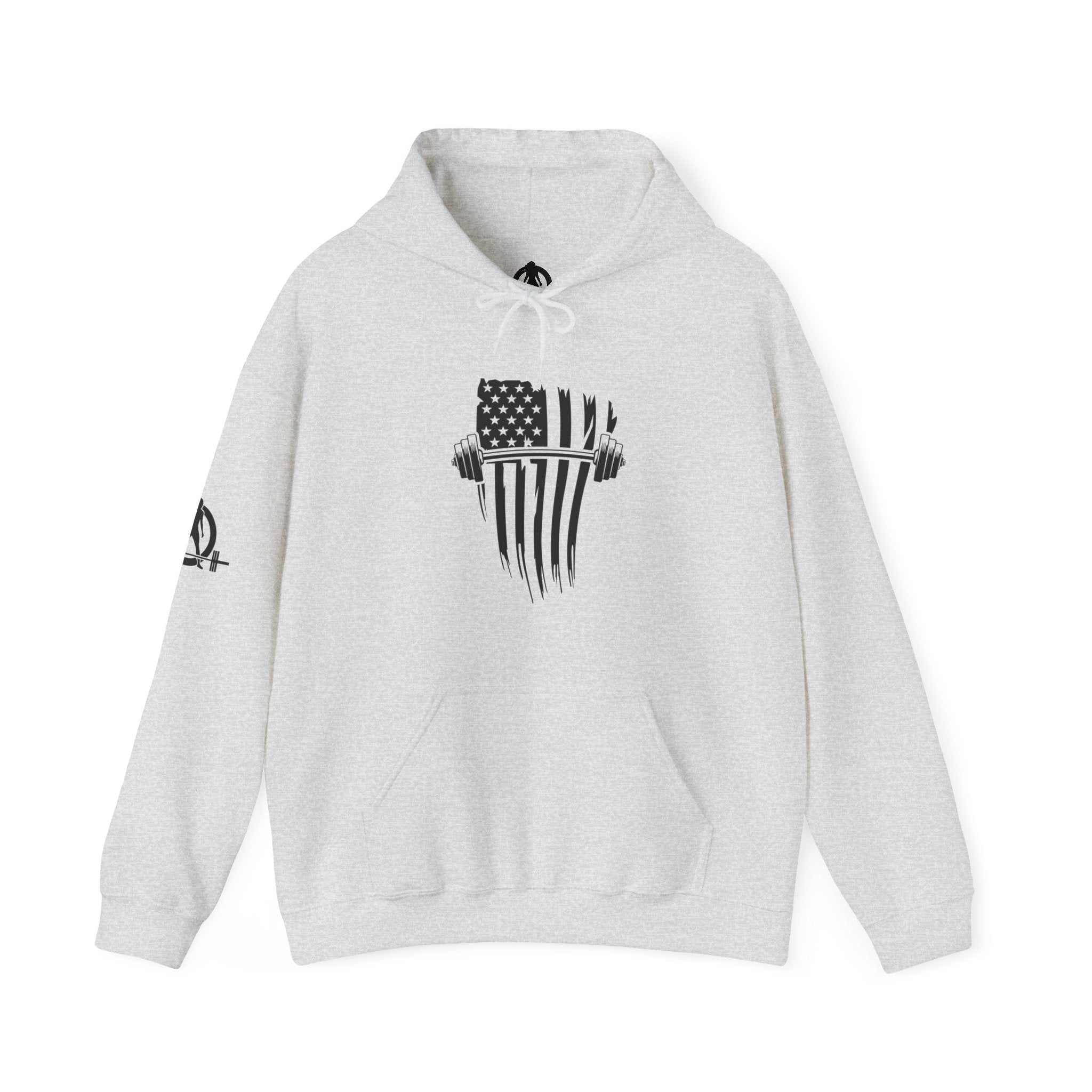 USA Barbell - Unisex Heavy Blend Hooded Sweatshirt  - Front White Logo