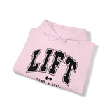 Lift Like.A Girl - Unisex Heavy Blend Hooded Sweatshirt - Black Logo on Front & Right Sleeve
